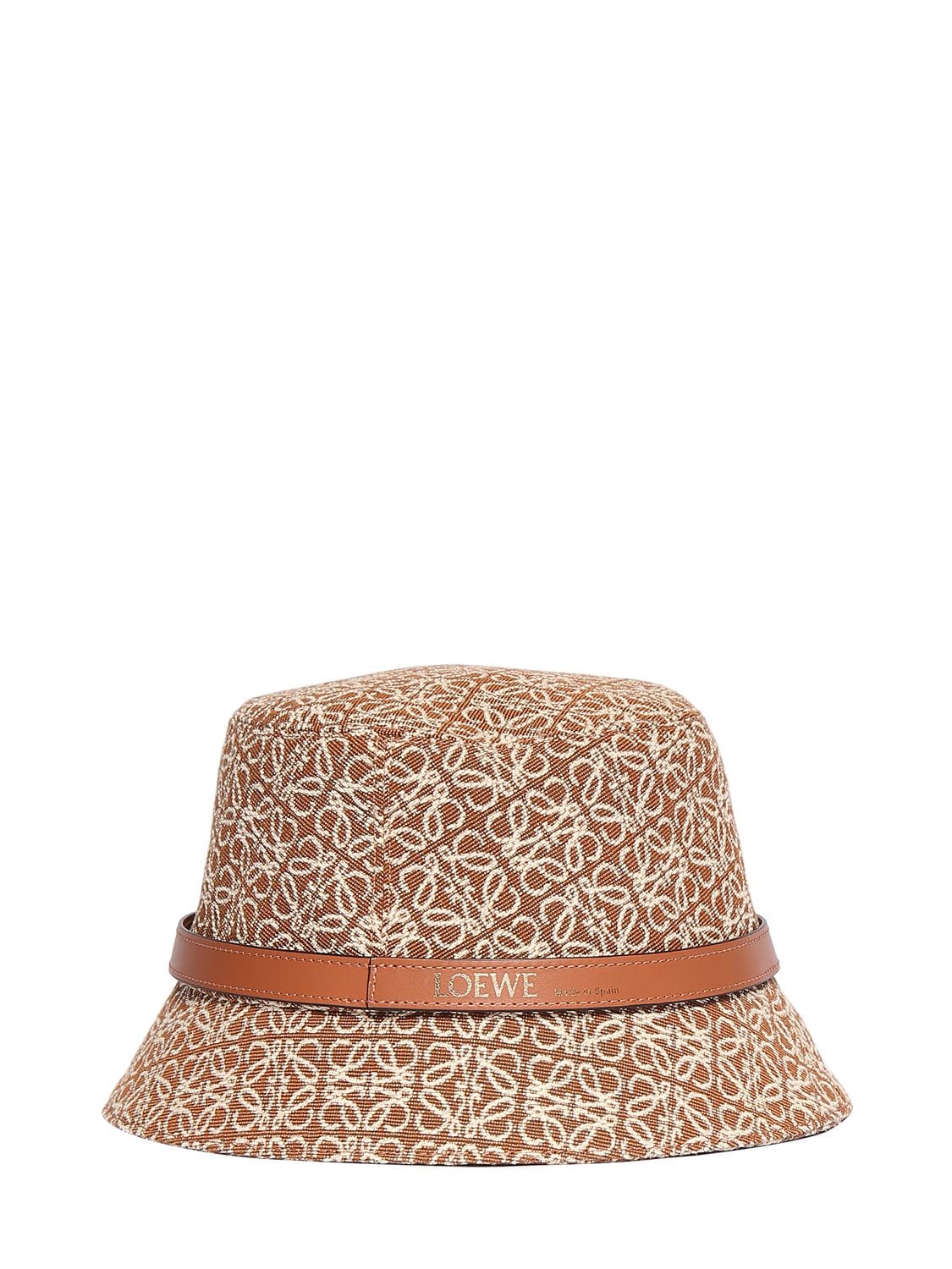 LOEWE ANAGRAM JACQUARD & LEATHER BUCKET HAT