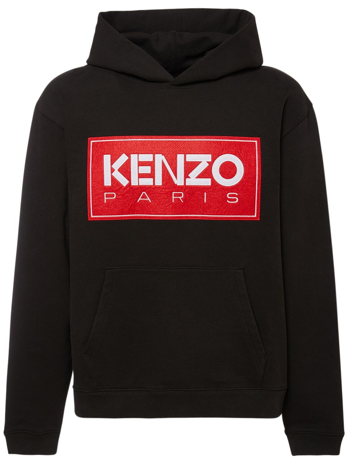 Kenzo Paris Logo Print Cotton Molleton Hoodie In Black | ModeSens