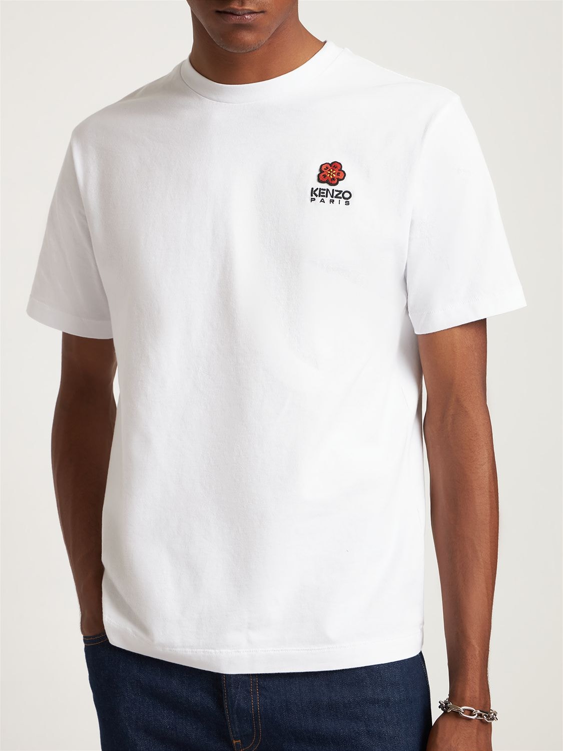 Shop Kenzo Boke Logo Cotton Jersey T-shirt In White