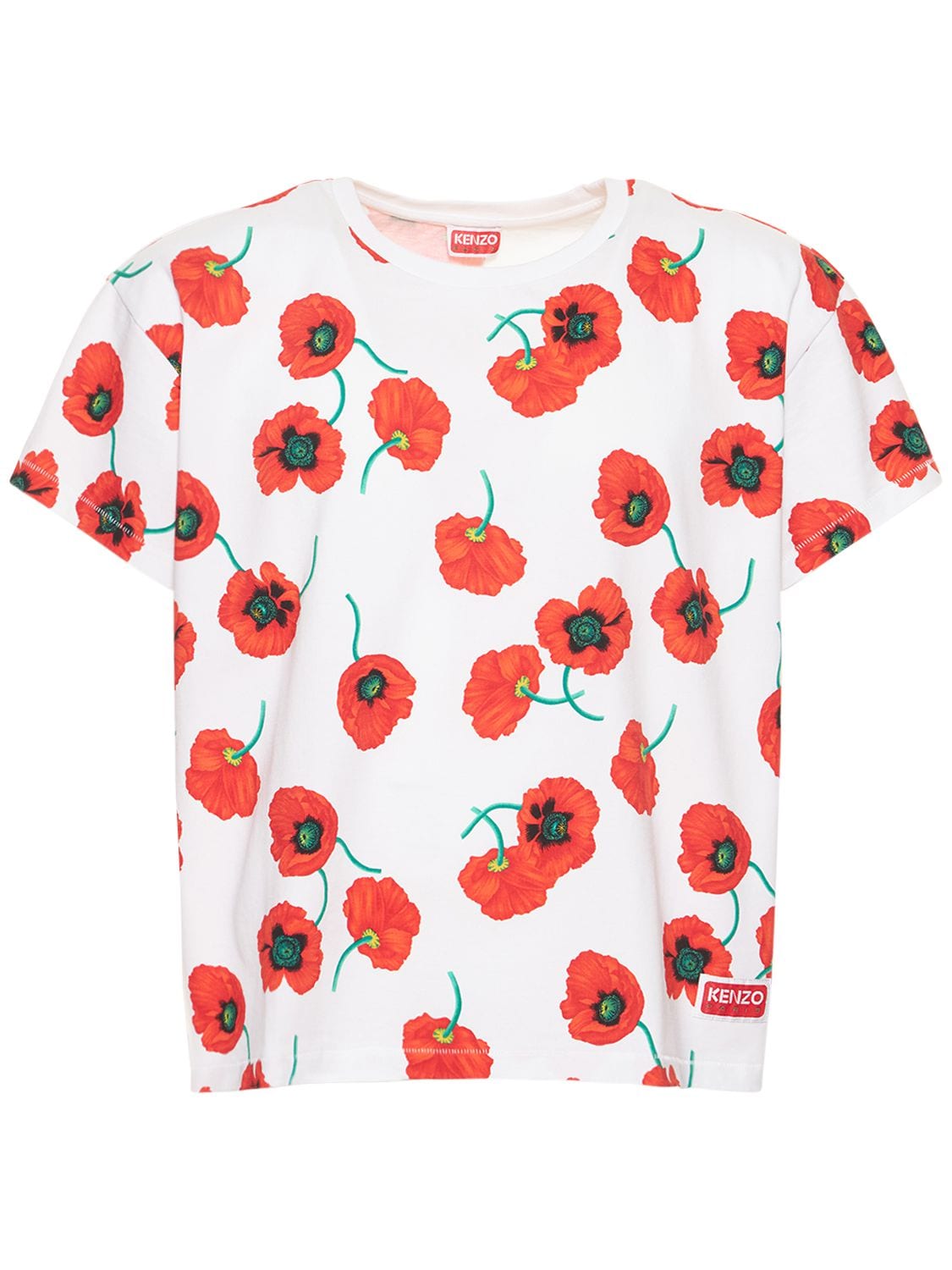 KENZO PARIS Poppy Print Cotton Jersey Boxy T-shirt