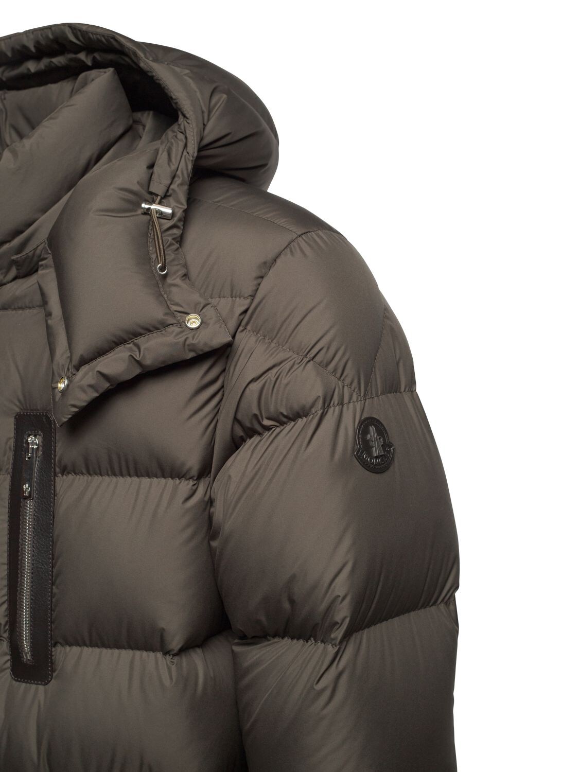 Moncler Bauges Leather-trimmed Quilted Shell Hooded Down Jacket In Green