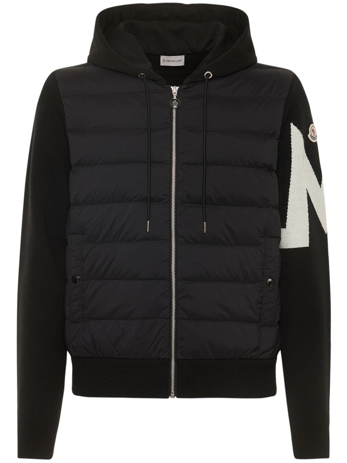 Moncler Wool Blend Zip-up Cardigan In Black | ModeSens Moncler Wool Blend Zip-up Cardigan In Black | ModeSens