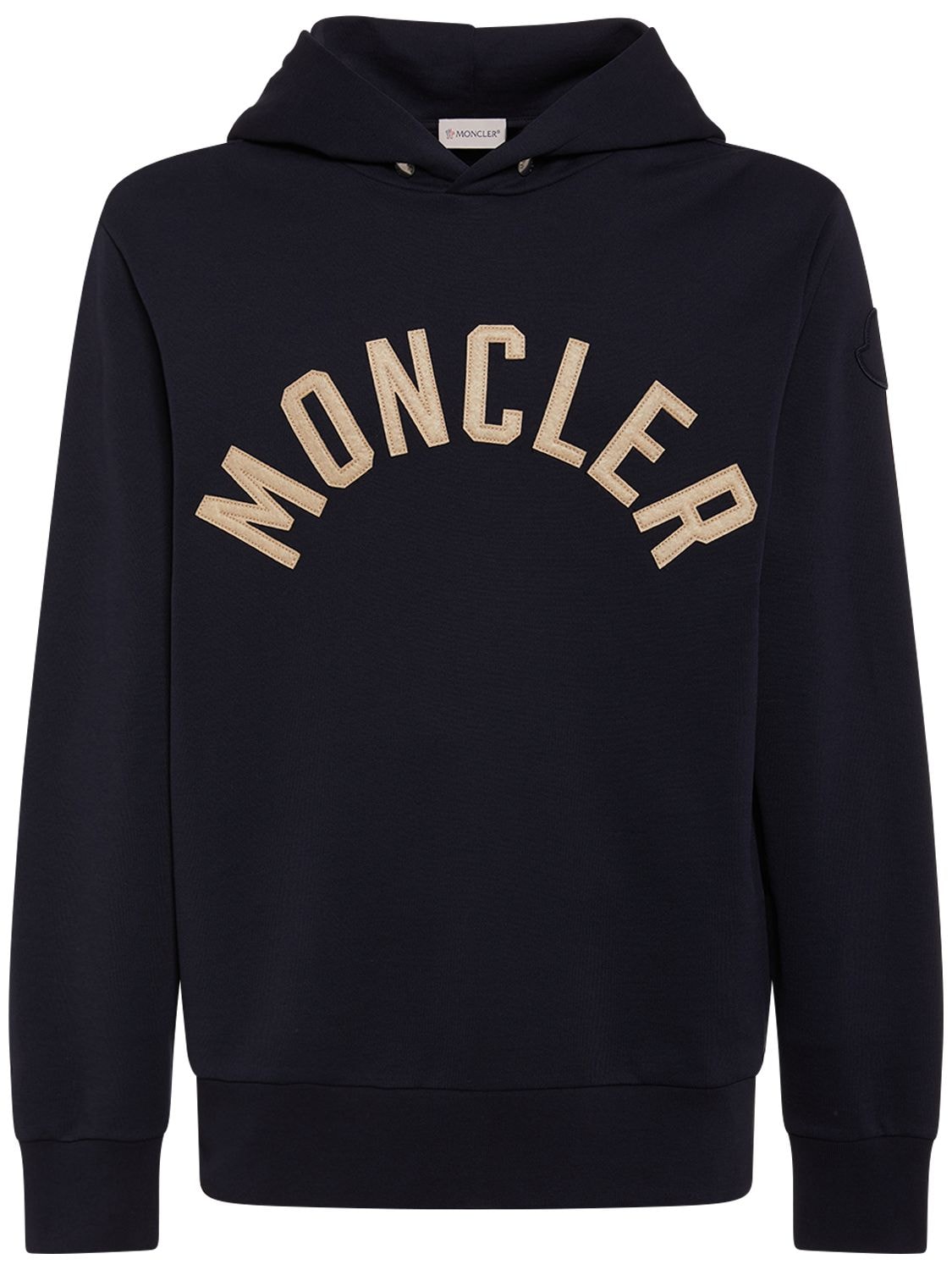 Moncler Logo-embroidered Cotton-jersey Hoodie In Blue | ModeSens