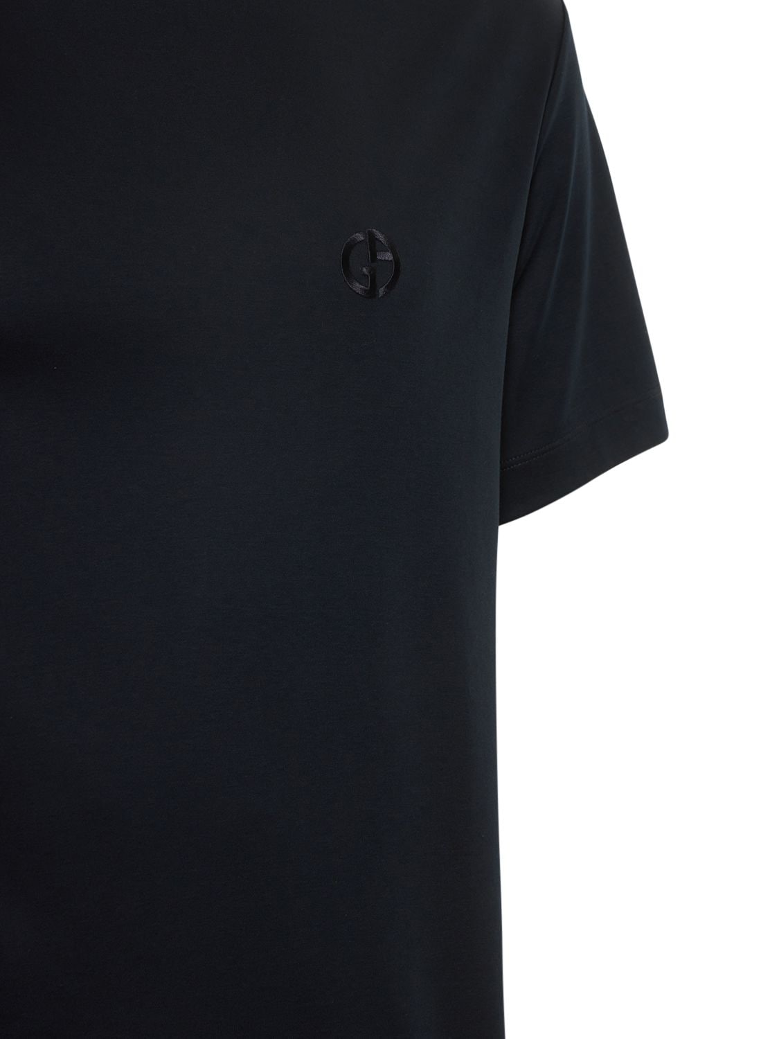 Shop Giorgio Armani Logo Cotton T-shirt In Blue