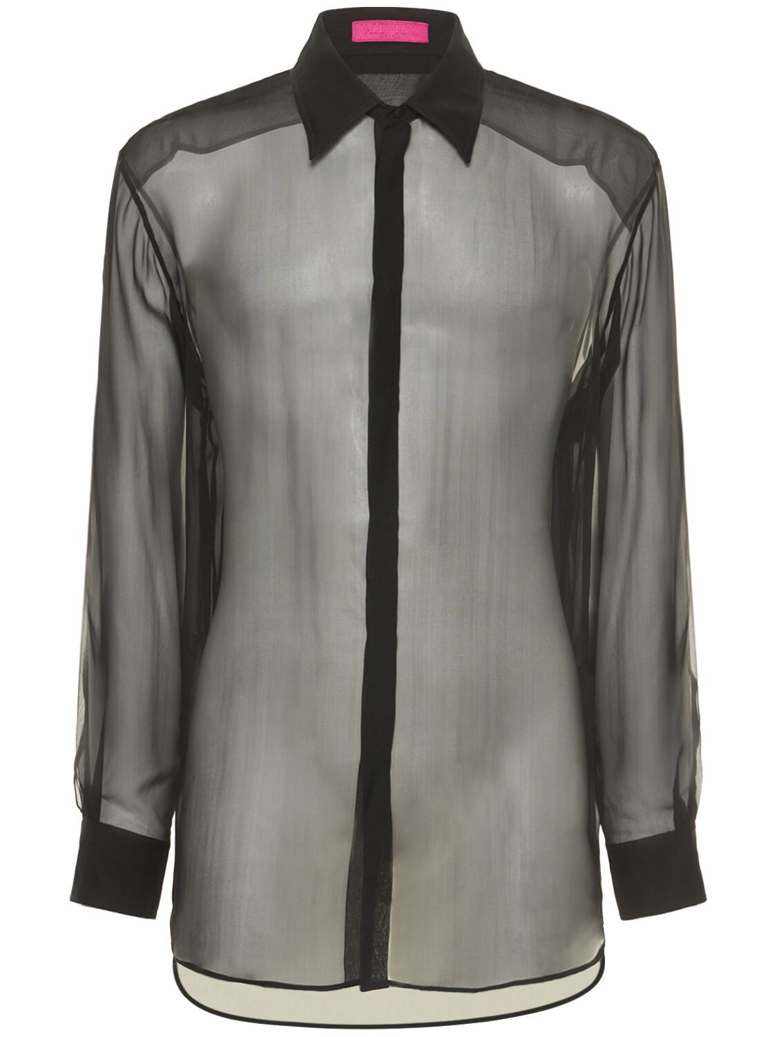 VALENTINO Long Sleeve Sheer Silk Shirt