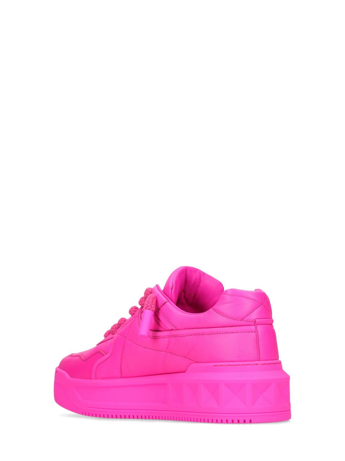 Shop Valentino Xl One Stud Leather Sneakers In Fuchsia