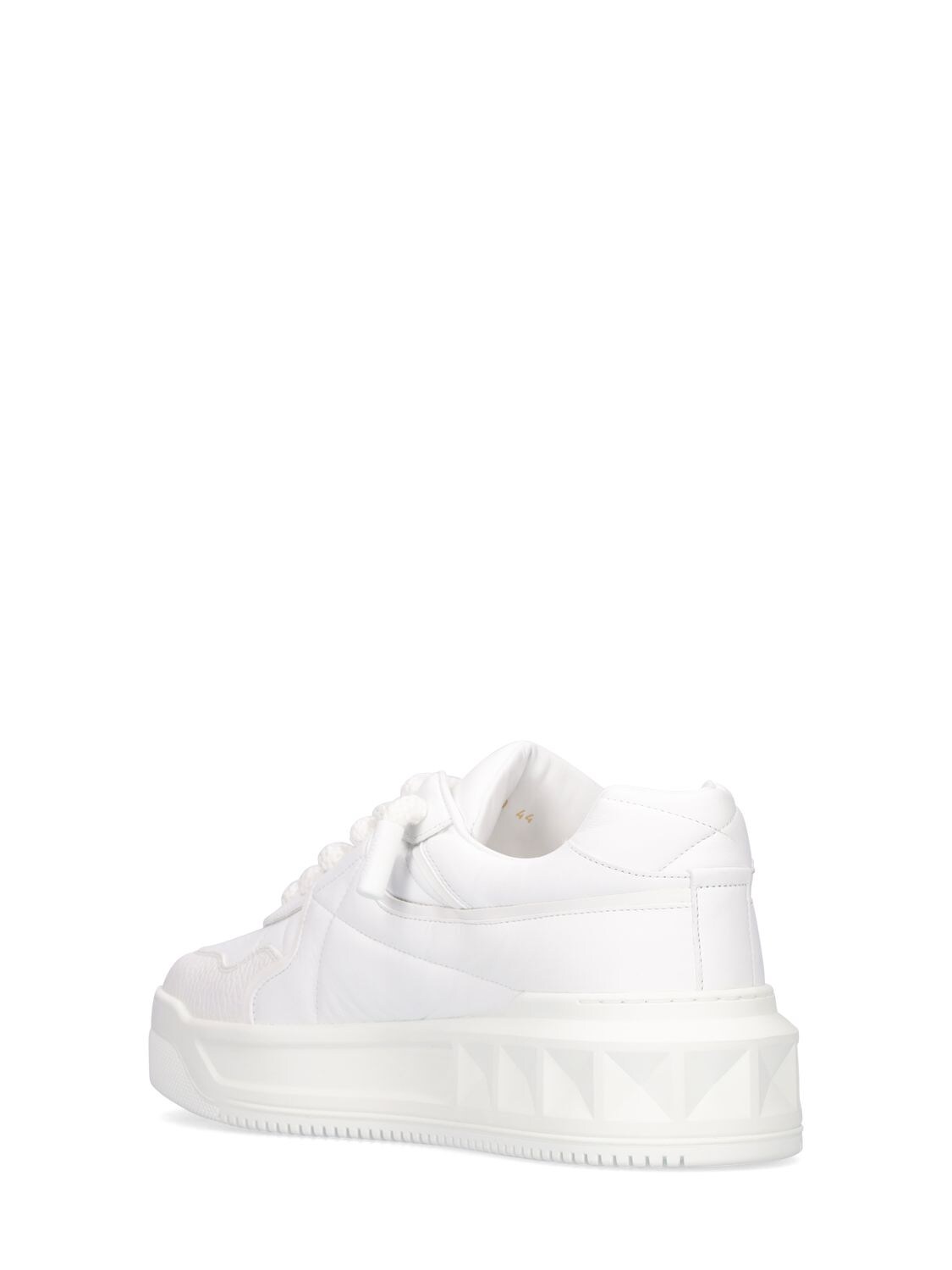 Shop Valentino Xl One Stud Leather Sneakers In White