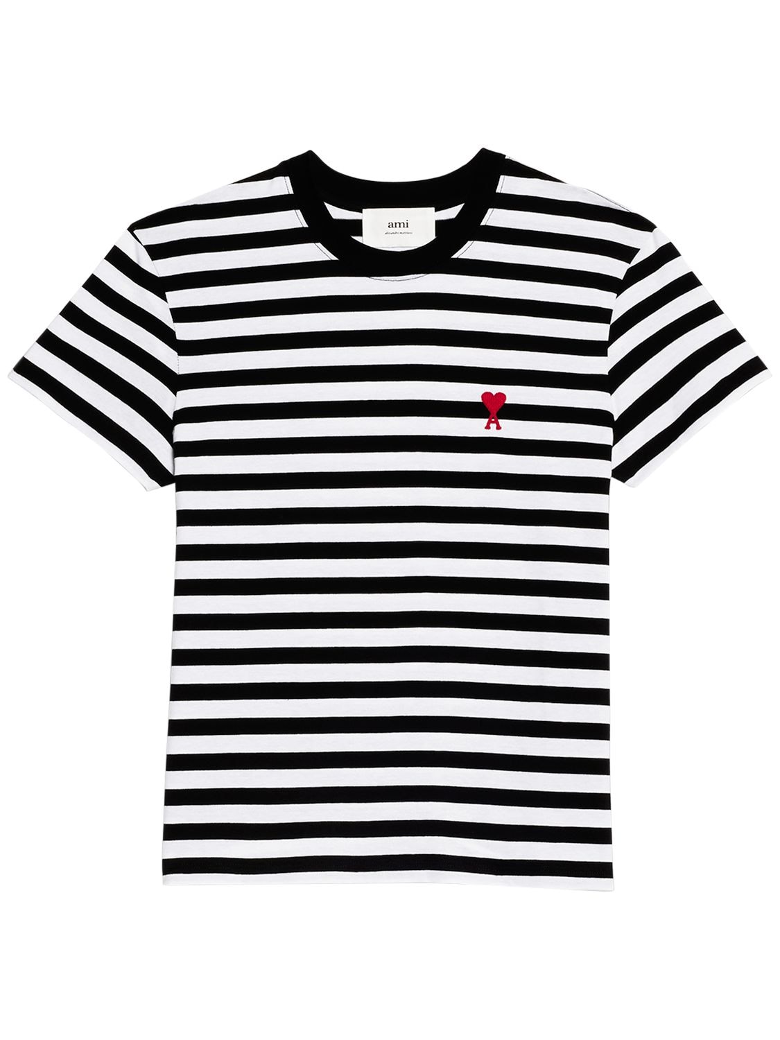 AMI PARIS Logo Striped Cotton Jersey T-shirt