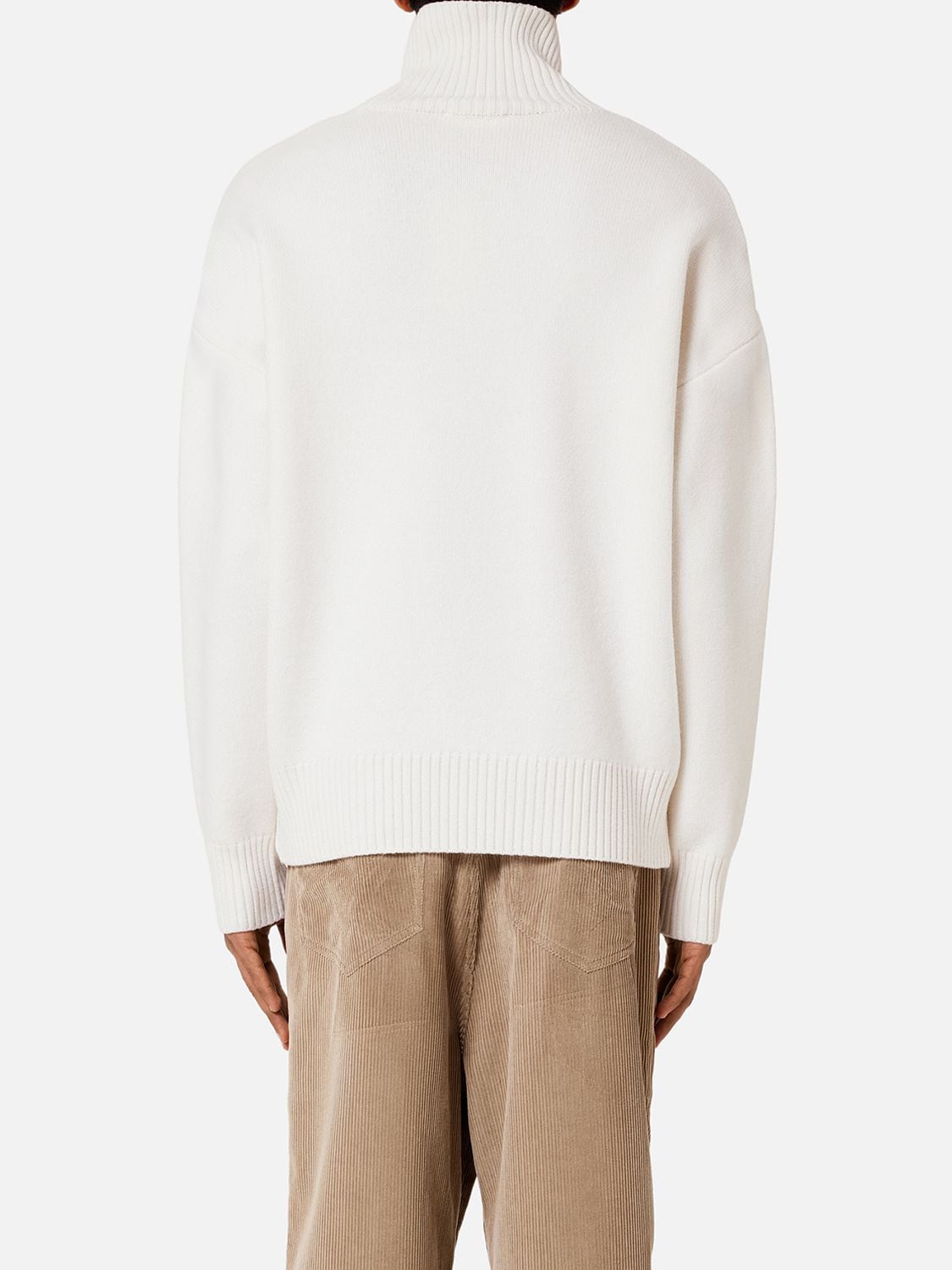 Shop Ami Alexandre Mattiussi Logo Wool Turtleneck Sweater In Off White