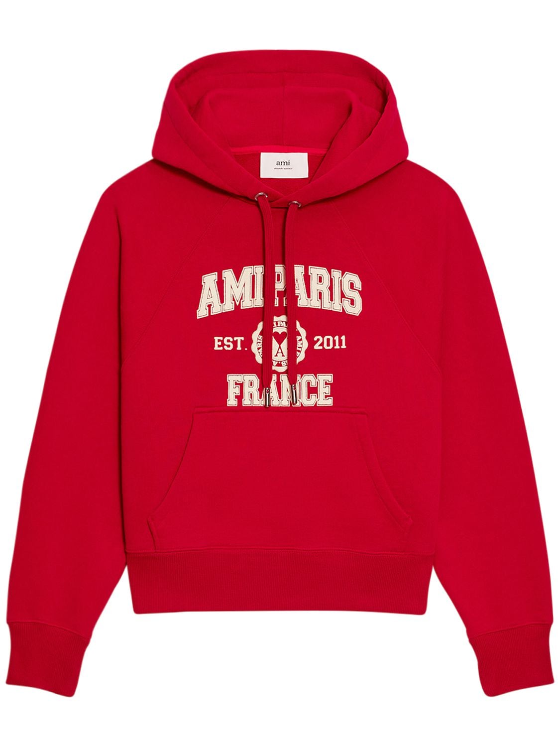 AMI PARIS Logo Print Cotton Jersey Hoodie