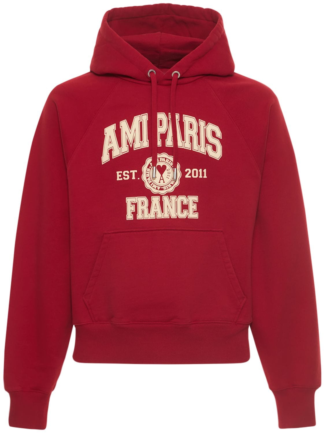 AMI PARIS Logo Print Cotton Jersey Hoodie