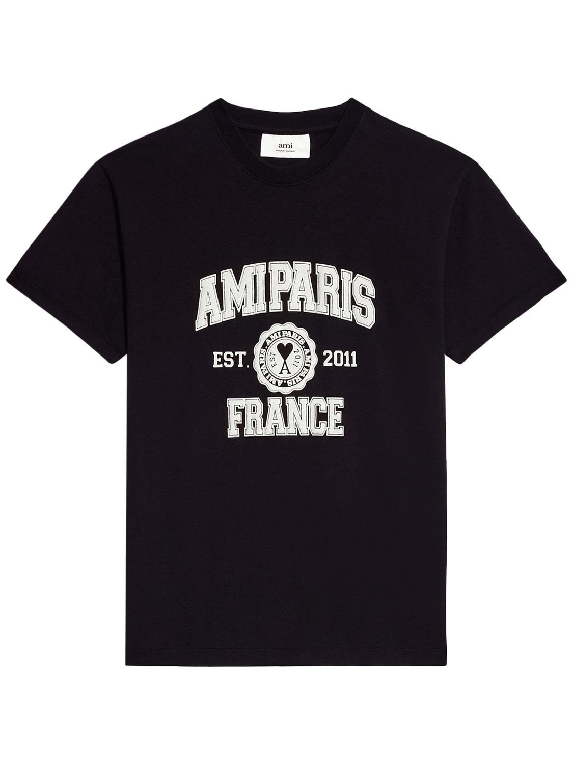 AMI PARIS Logo Print Cotton Jersey T-shirt