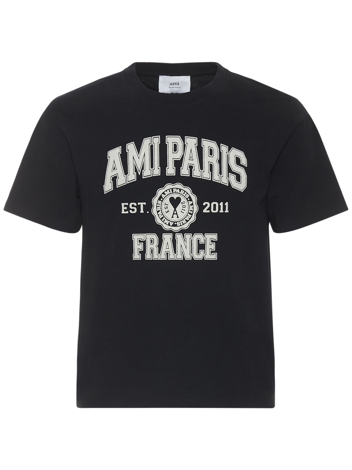 AMI PARIS Logo Print Cotton Jersey T-shirt