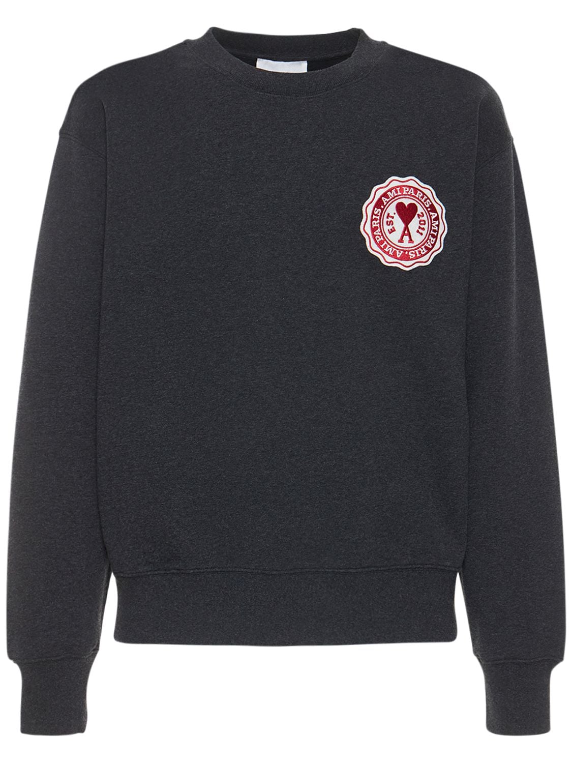 AMI ALEXANDRE MATTIUSSI LOGO PATCH COTTON SWEATSHIRT