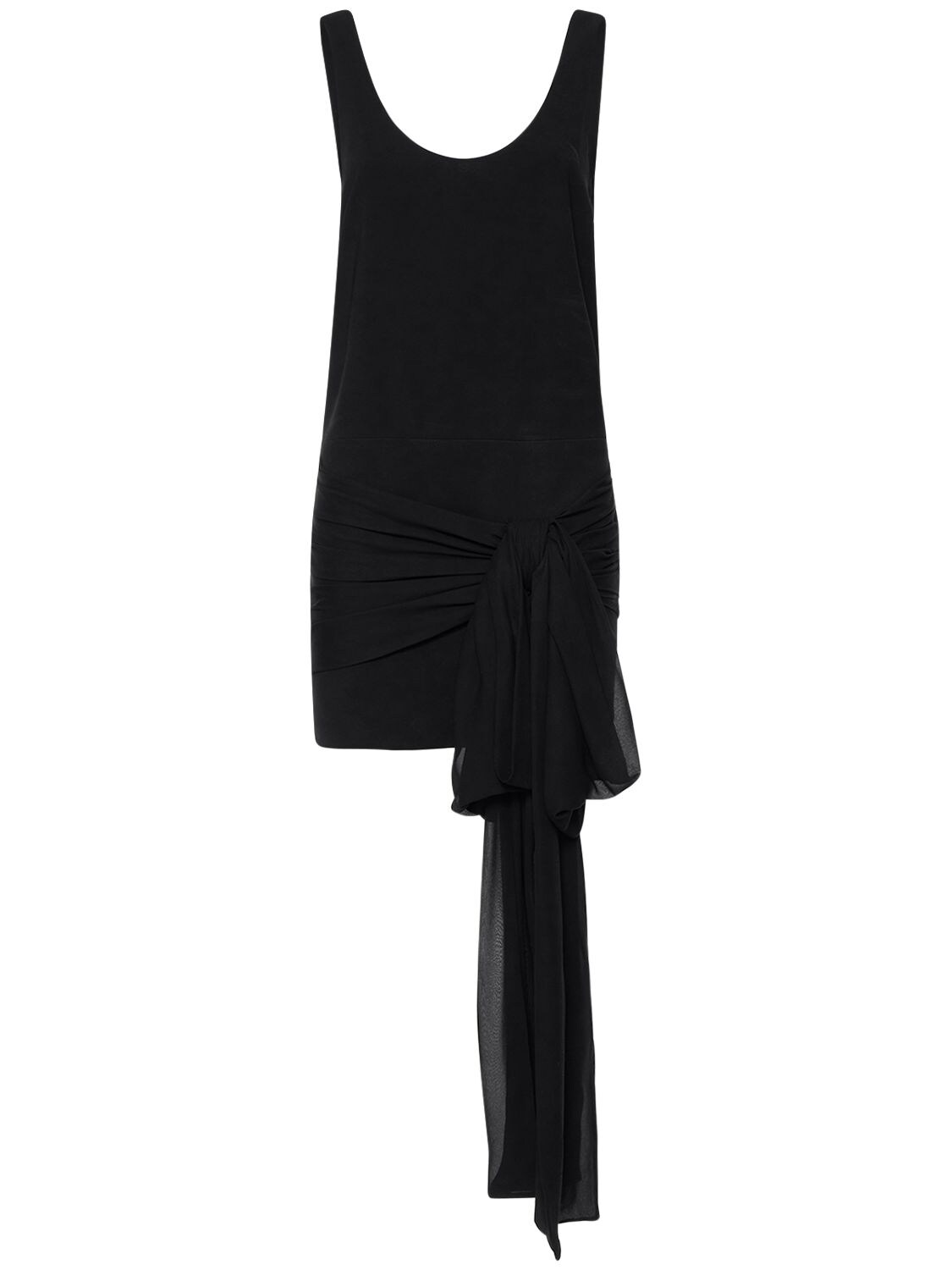 Philosophy Di Lorenzo Serafini Viscose Jersey Mini Dress W/ Front Knot In Black