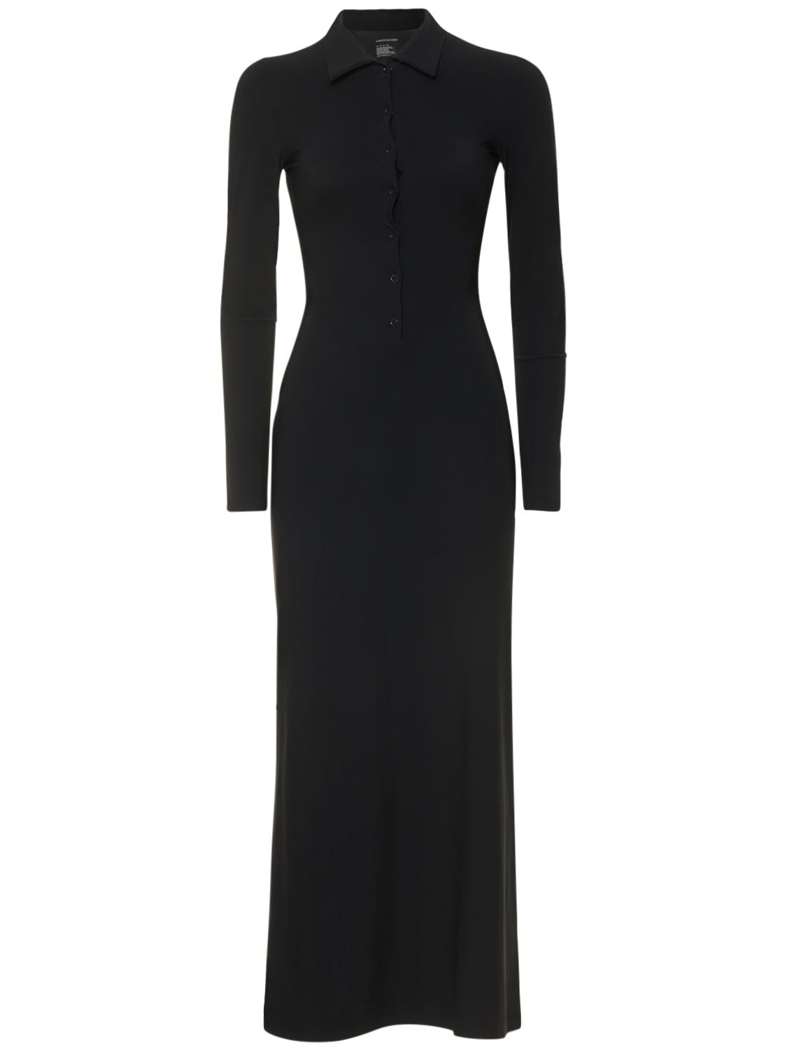 Fluid Lycra Long Buttoned Polo Dress