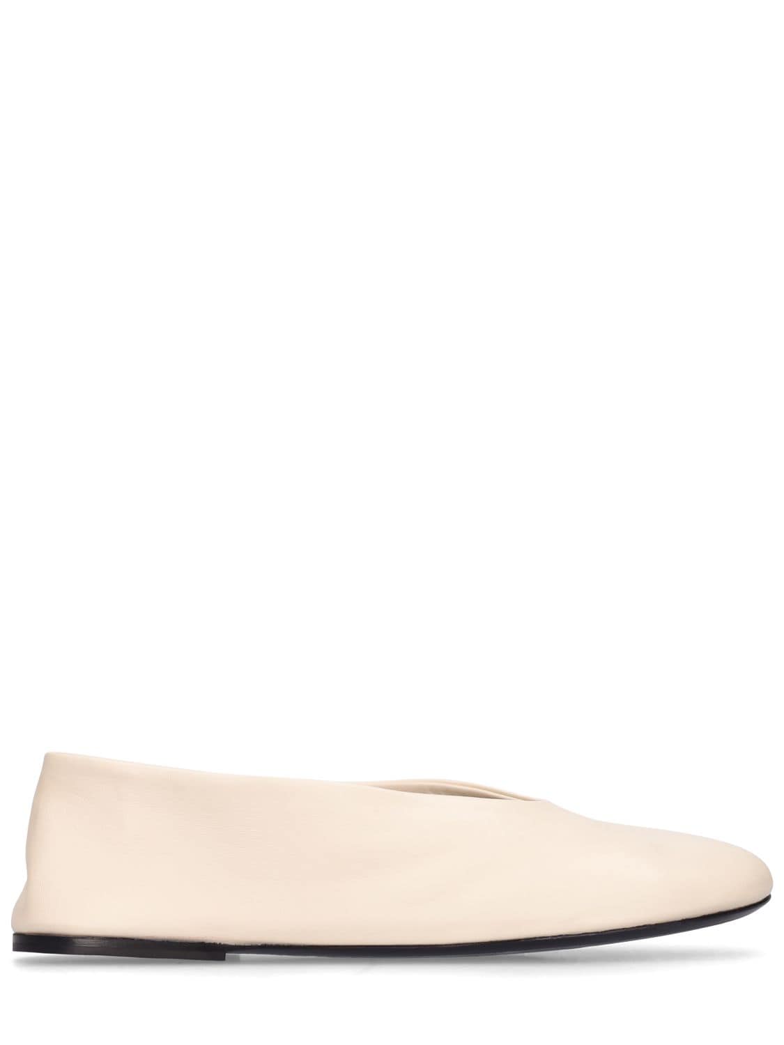 Khaite 10mm Marcy Leather Flats In Cream