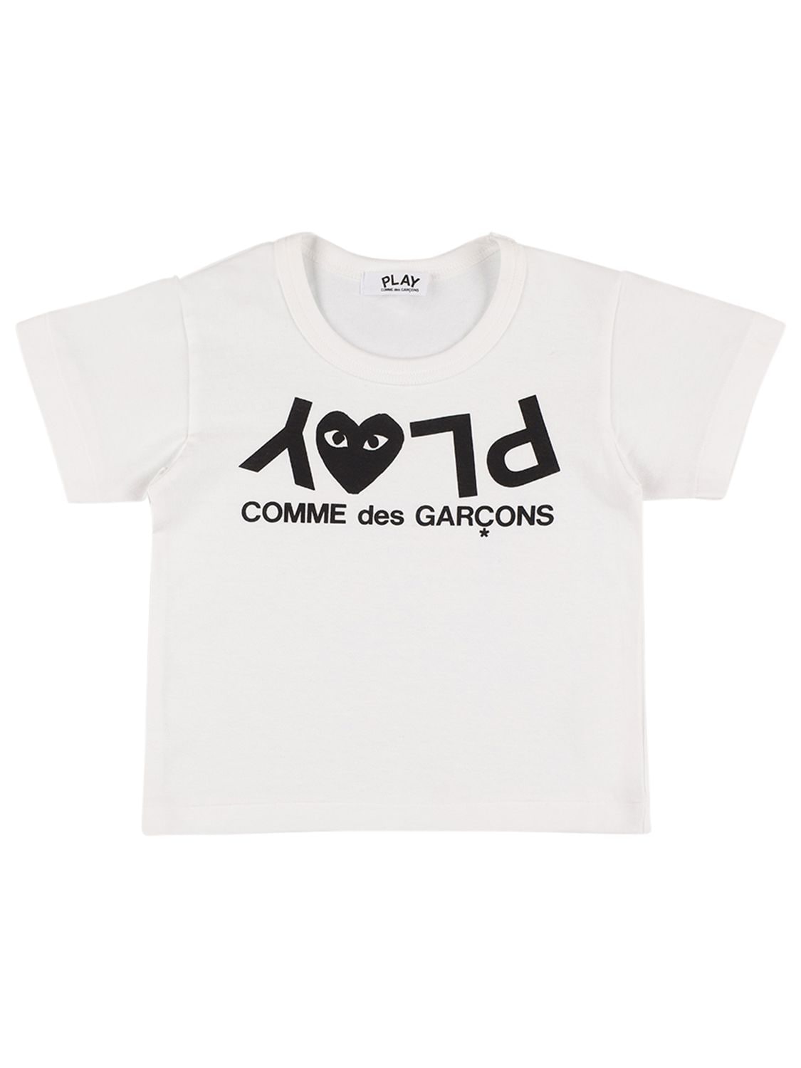 Comme Des Garçons Play Kids' Play Logo Print Cotton Jersey T-shirt In Bianco E Nero