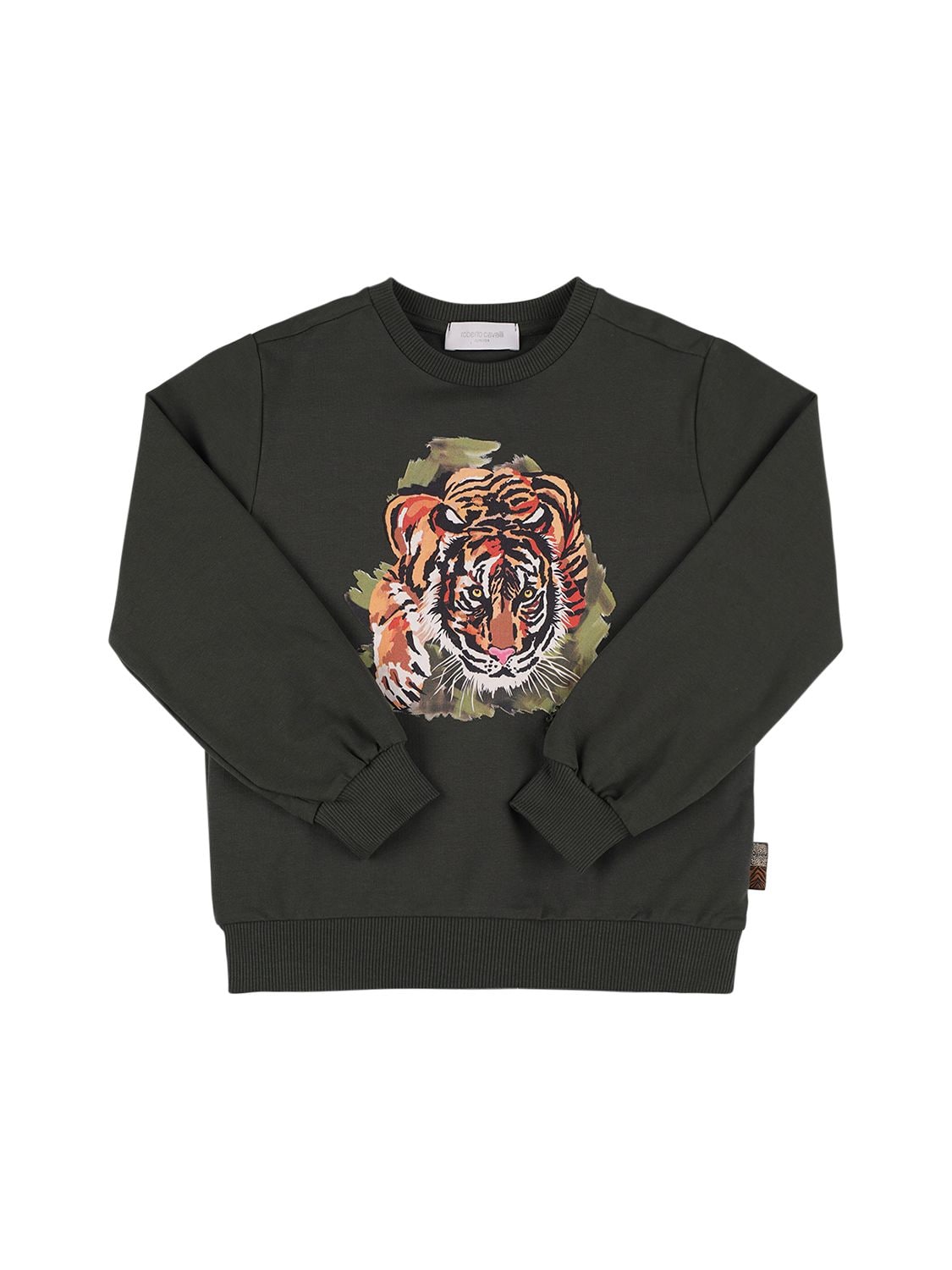 Tiger Print Cotton Sweatshirt W/ Logo