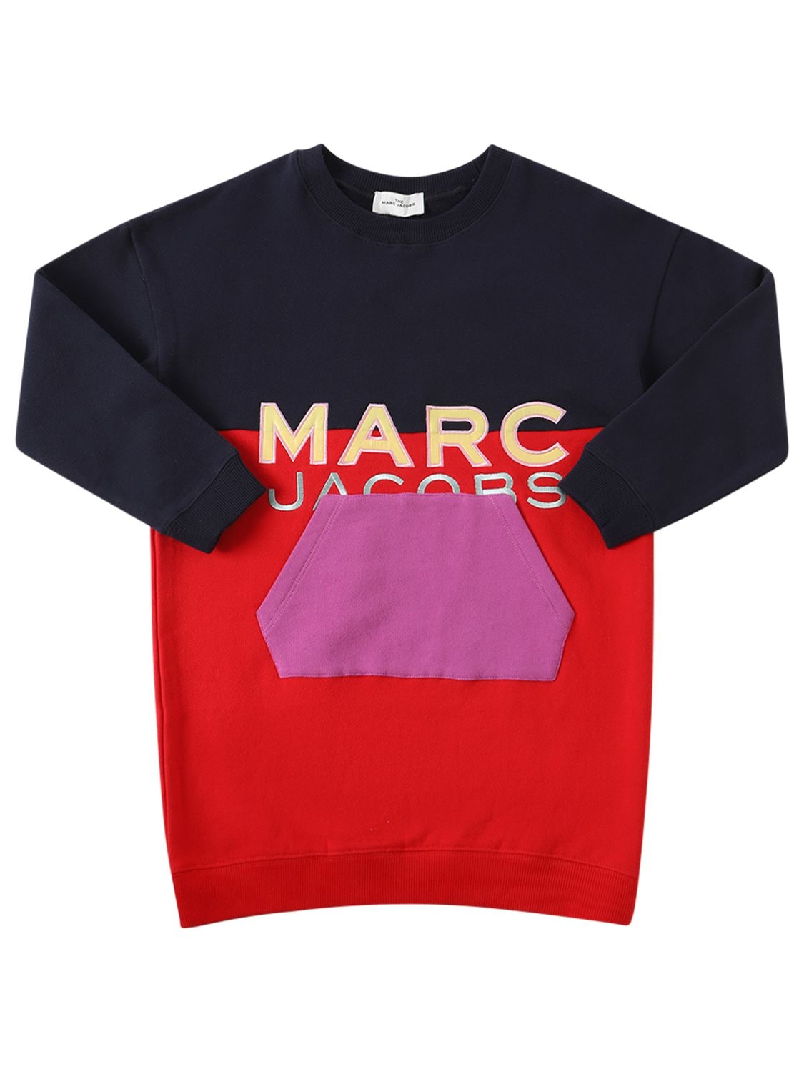 Marc Jacobs (the) Kids' Embroidered Cotton Sweat Dress W/ Pocket In Red,navy
