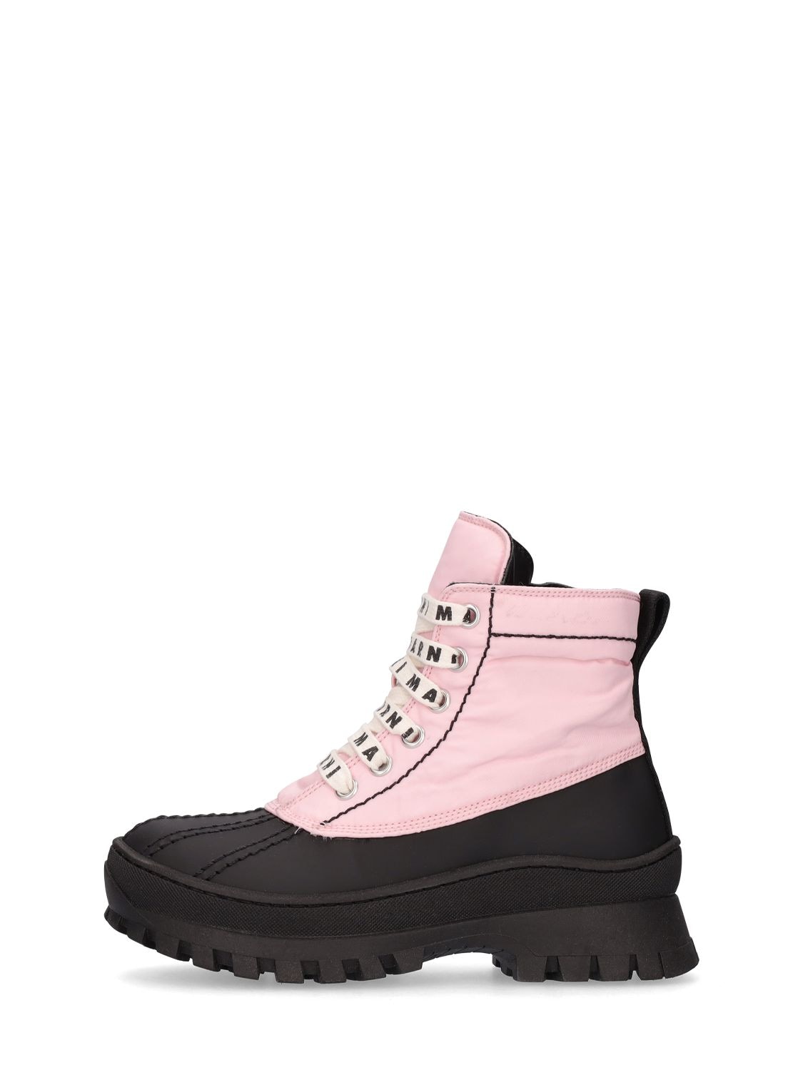 Marni Junior Kids' Color Block Nylon & Leather Ankle Boots In Pink,black