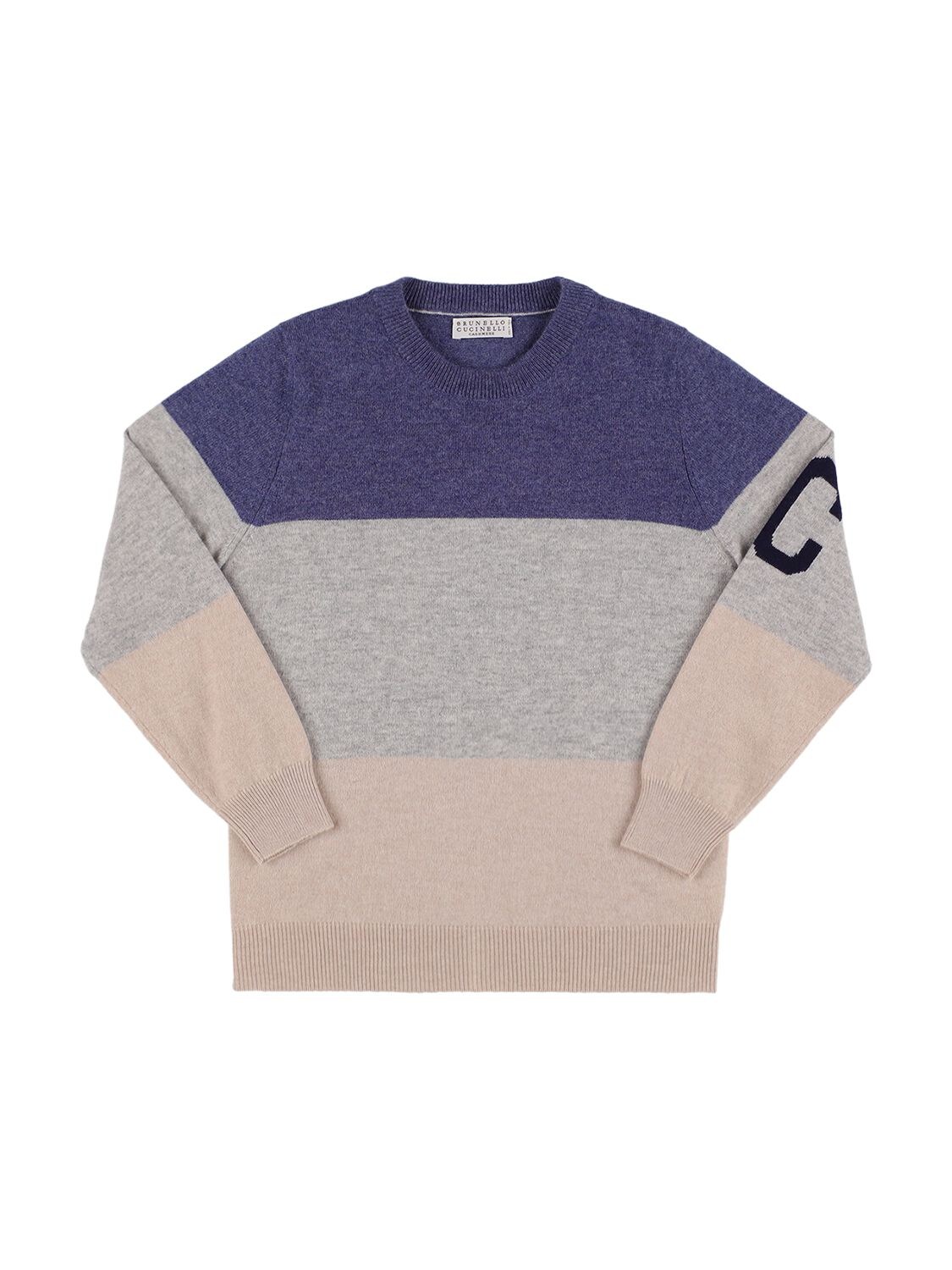 BRUNELLO CUCINELLI CASHMERE KNIT SWEATER W/ LOGO