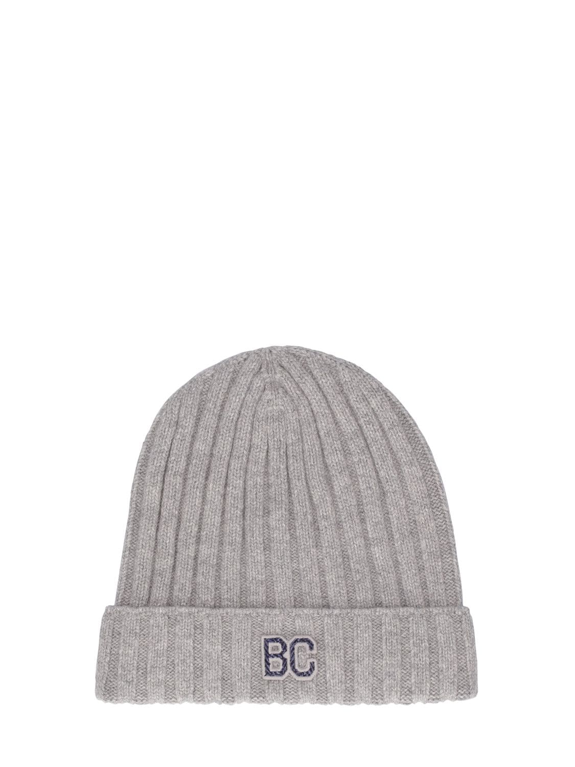 BRUNELLO CUCINELLI LOGO PATCH RIBBED CASHMERE BEANIE