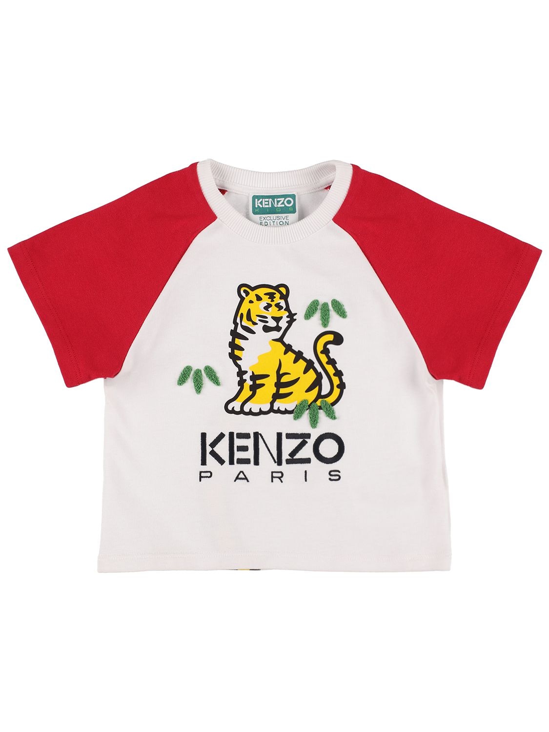 Kenzo Kids' Embroidered Cotton Jersey T-shirt In White,red