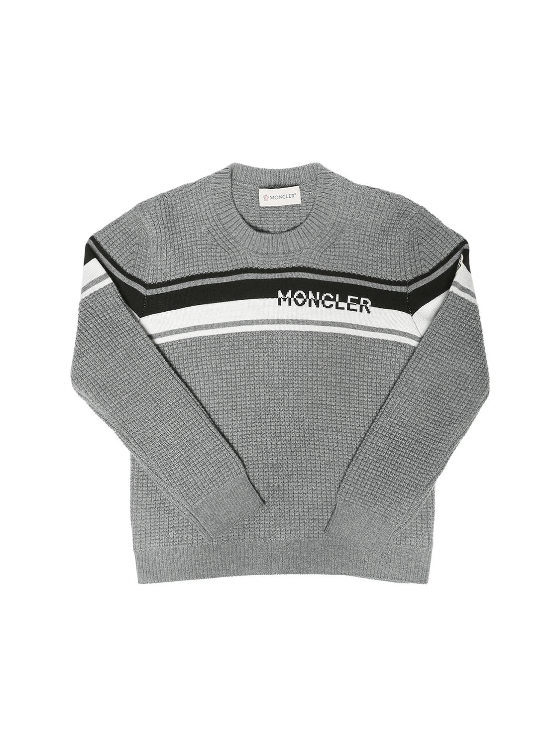 Hilarisch bureau modus Moncler Kids' Tricot Wool Knit Sweater W/ Logo In Grigio | ModeSens
