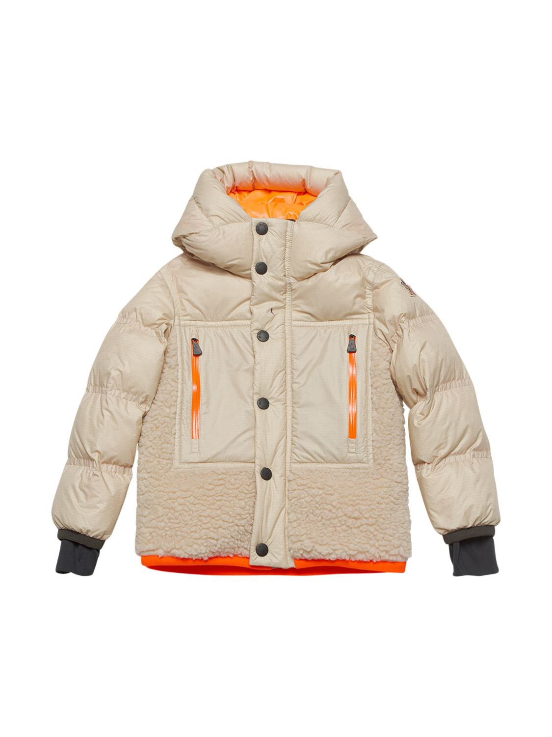 Moncler Grenoble Kids' Verlonnaz Nylon & Fleece Down Ski Jacket In Light Beige
