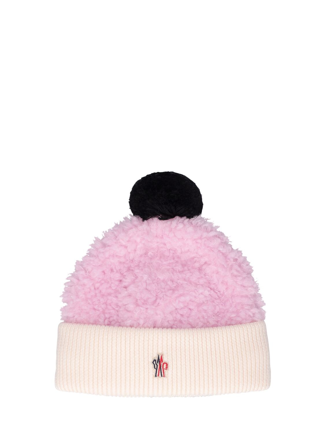 Moncler Grenoble Babies' Wool Plush Beanie Hat W/ Pompom In Pink