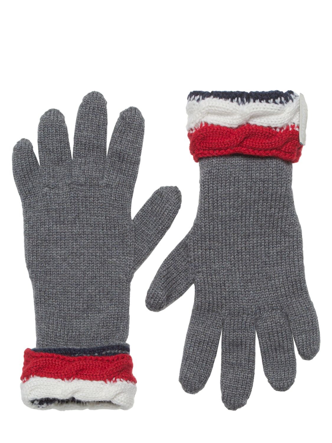 Logo Stripes Wool Knit Gloves