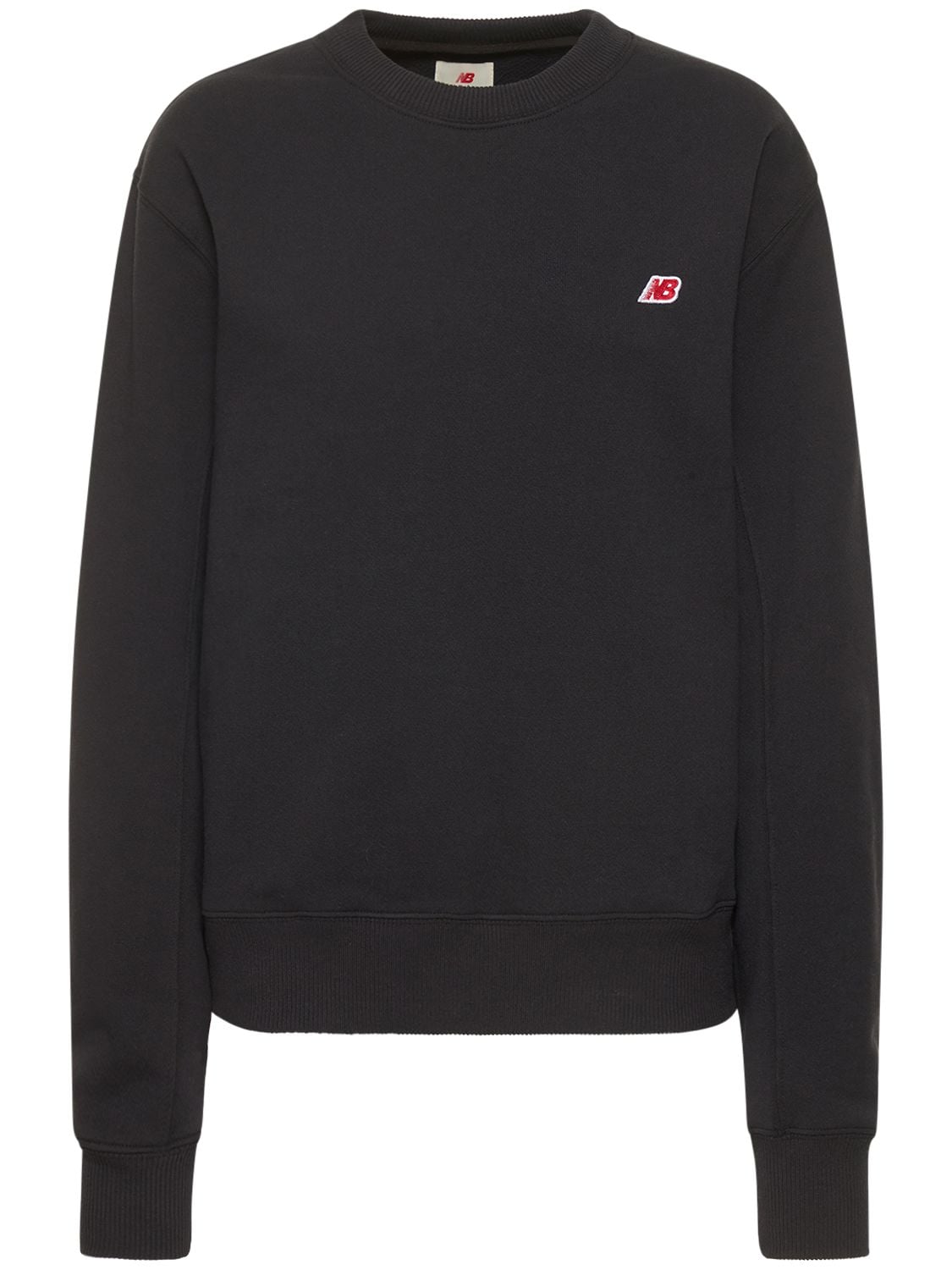 New Balance Logo Cotton Crewneck Sweatshirt In Black | ModeSens