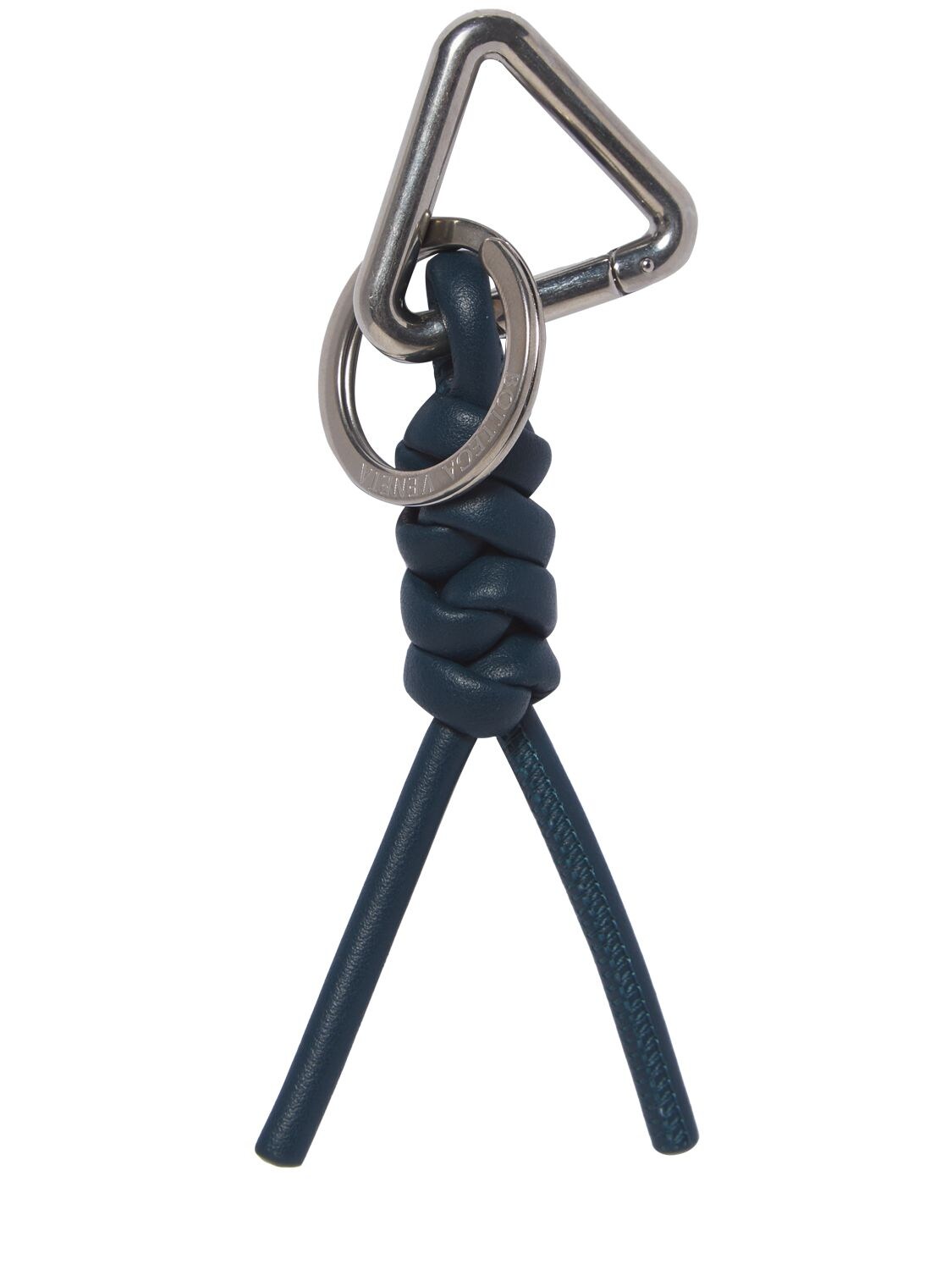 Shop Bottega Veneta Leather Key Holder In Dark Blue