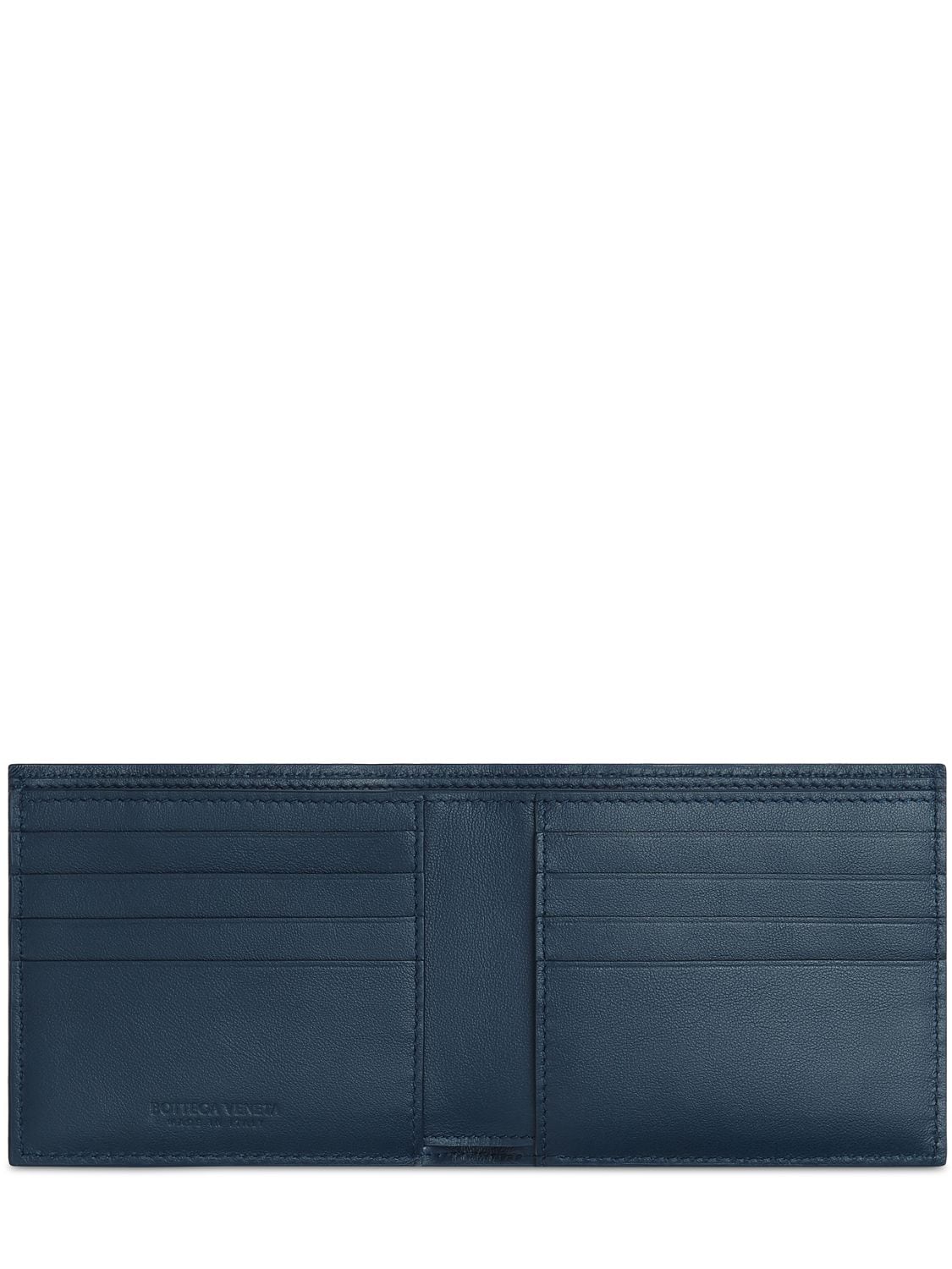 Shop Bottega Veneta Intrecciato Leather Bi-fold Wallet In Dark Blue