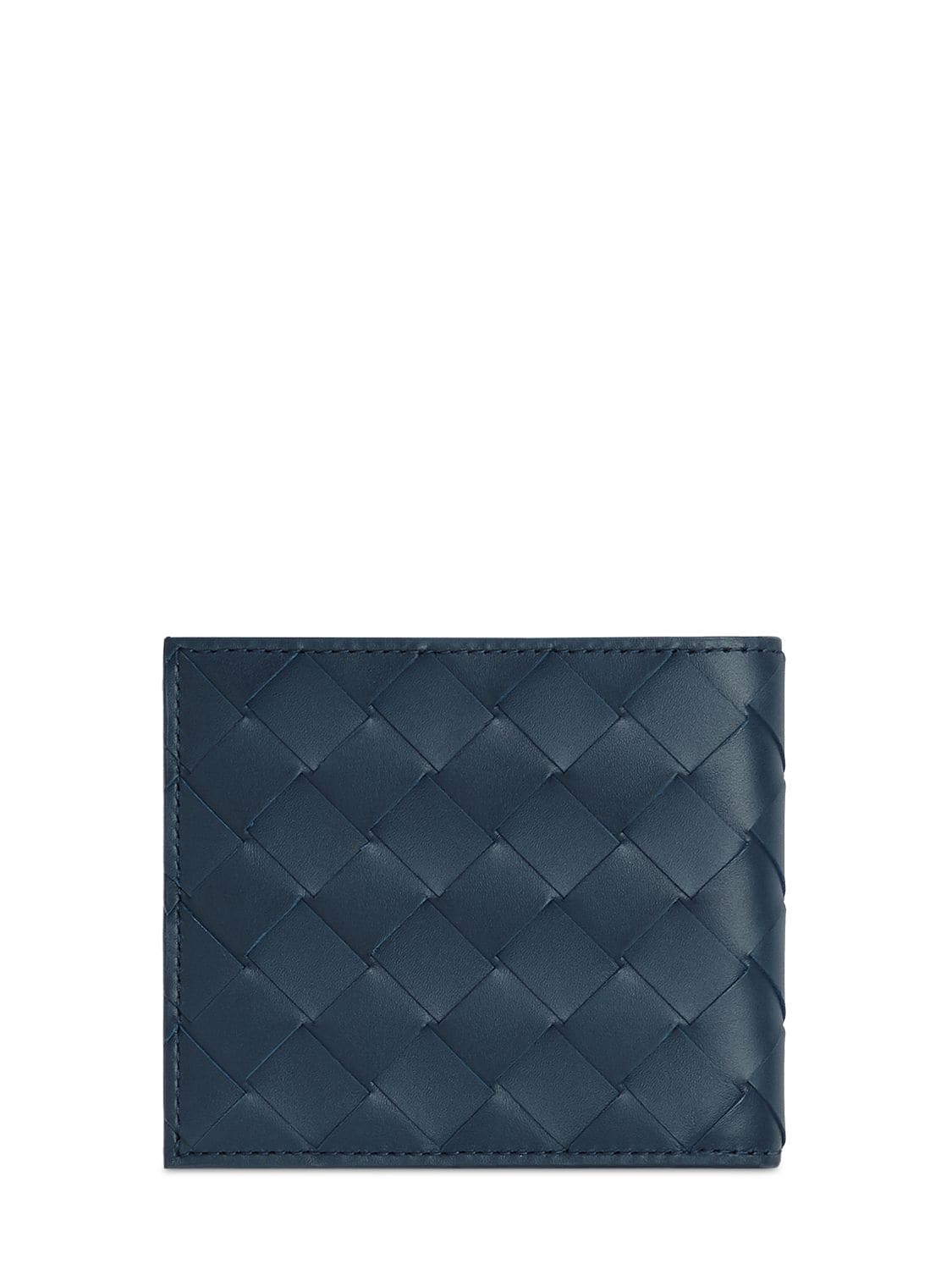 Shop Bottega Veneta Intrecciato Leather Bi-fold Wallet In Dark Blue