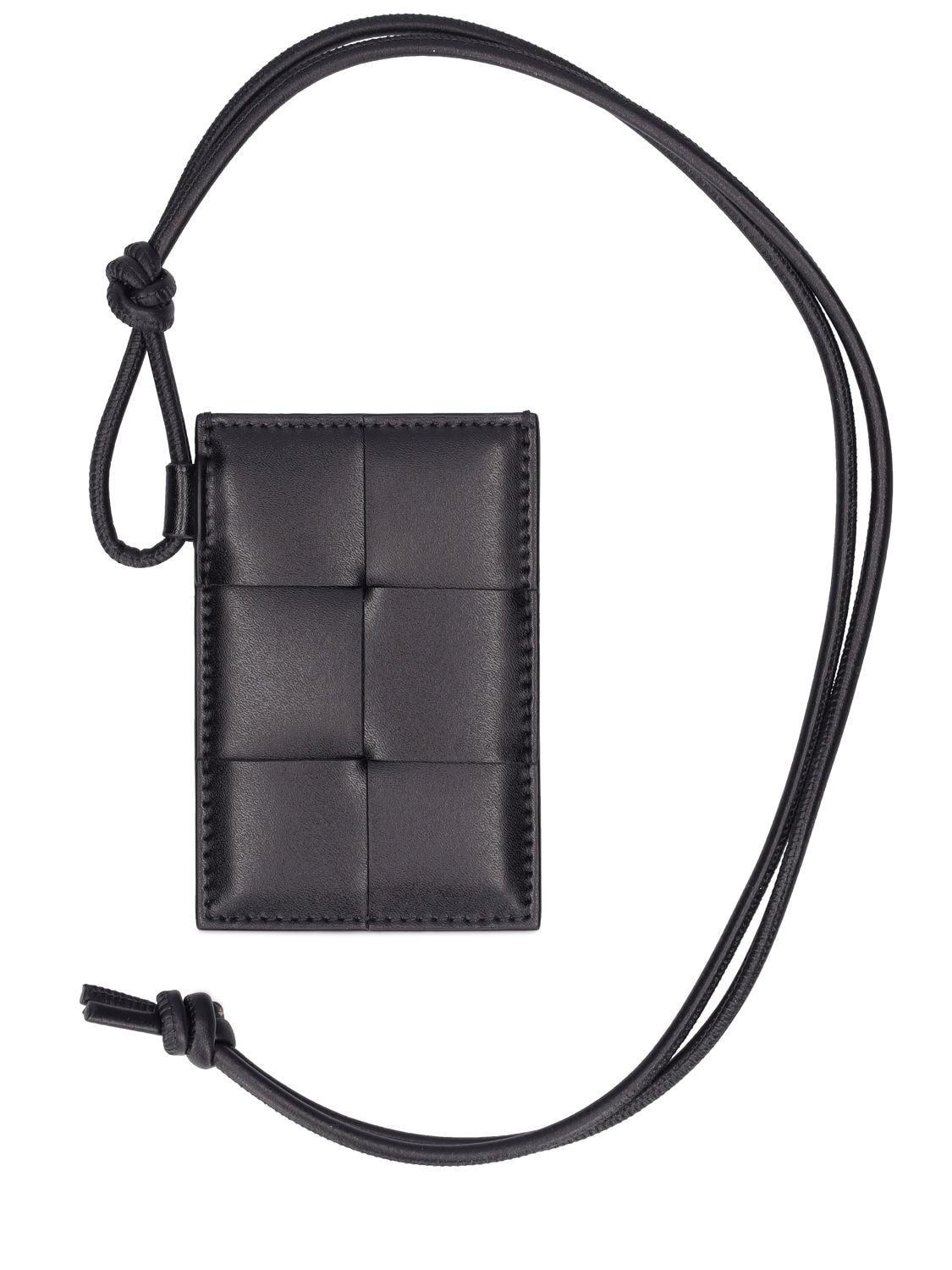 Bottega Veneta Cassette Leather Id Card Holder In Black