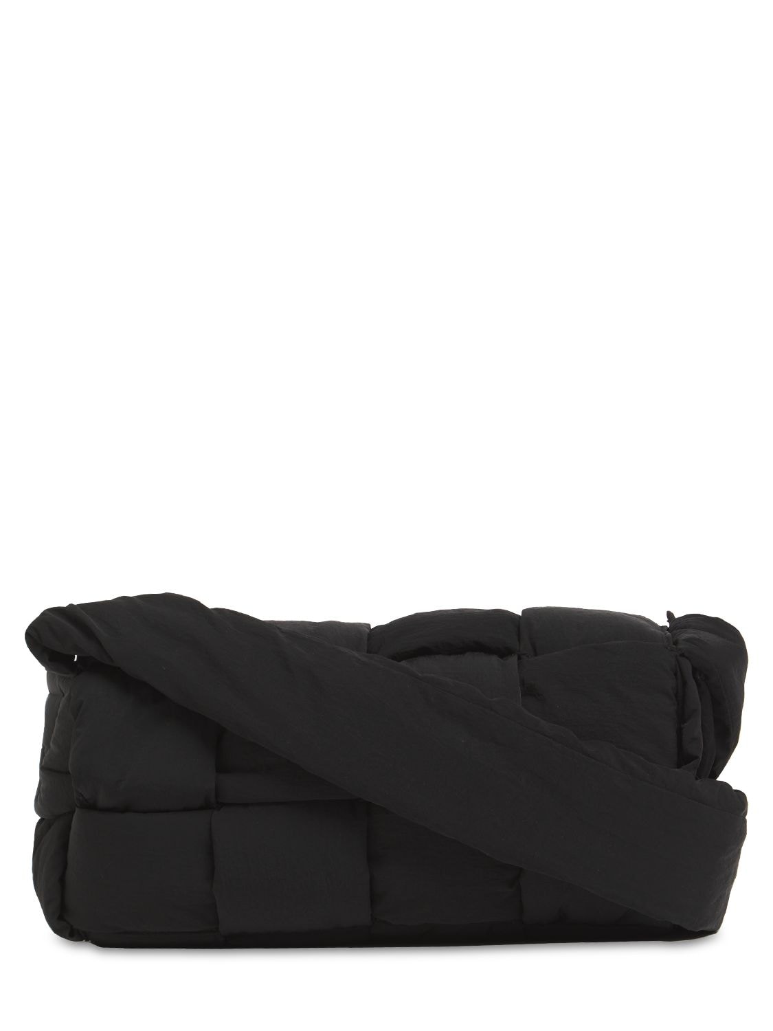 Shop Bottega Veneta Tech Crossbody Bag W/ Contrast Lining In Black,parakeet