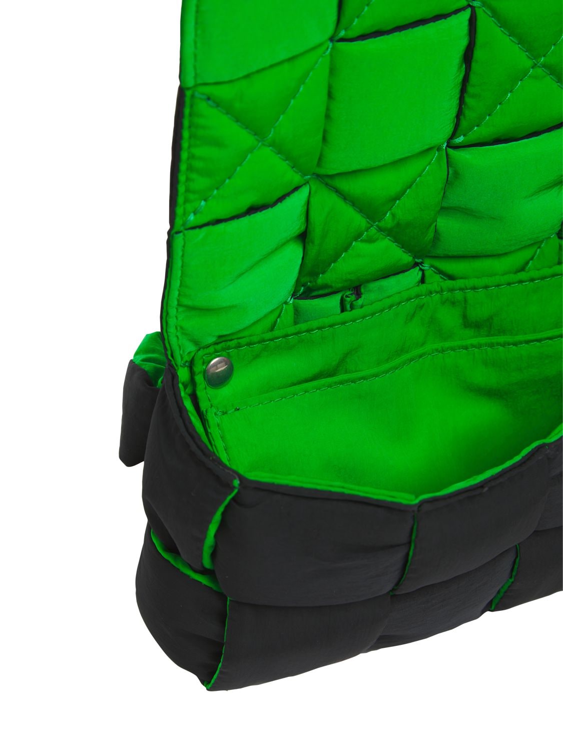 Shop Bottega Veneta Tech Crossbody Bag W/ Contrast Lining In Black,parakeet
