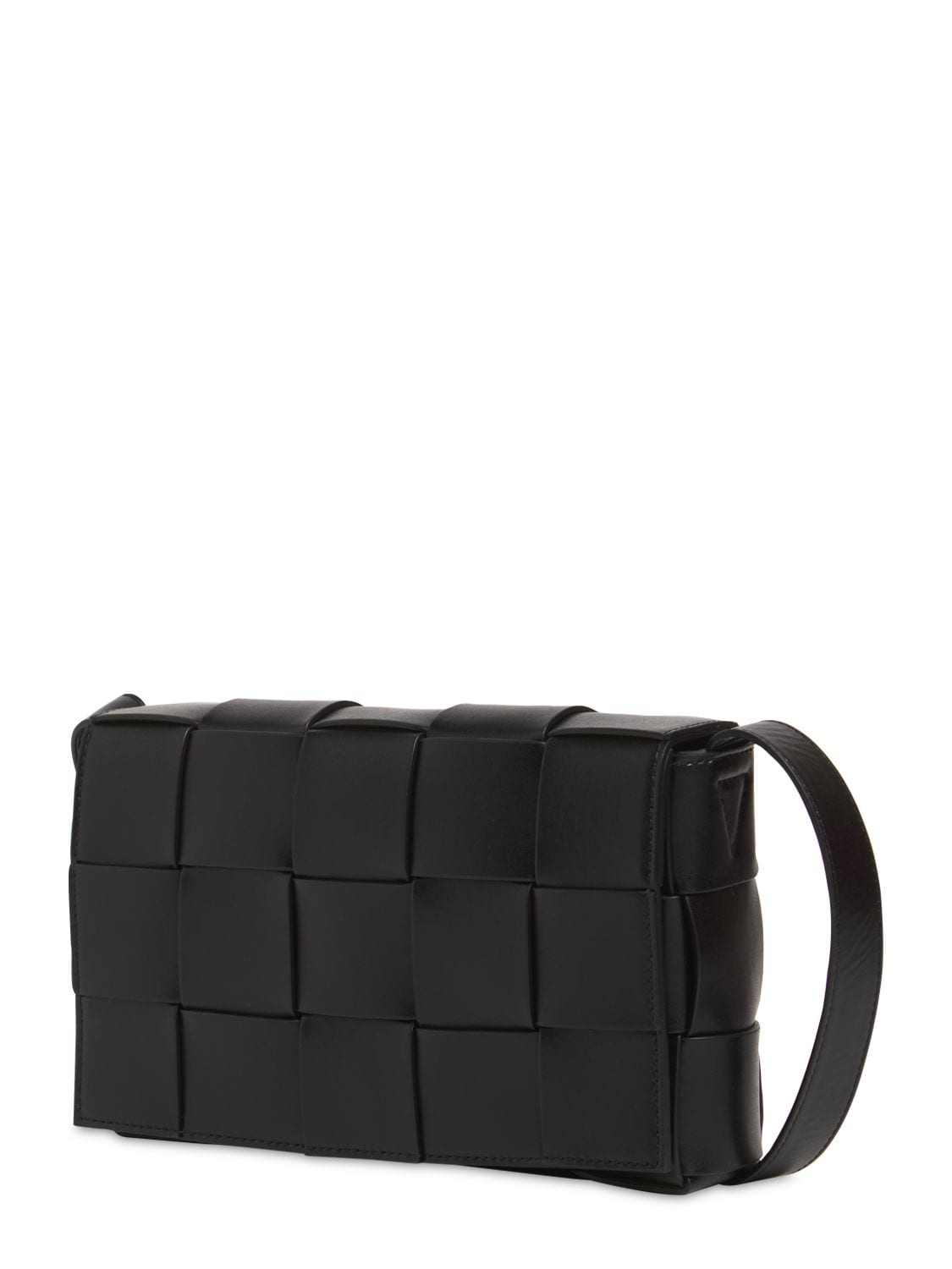 Shop Bottega Veneta Leather Crossbody Bag In Black,parakeet
