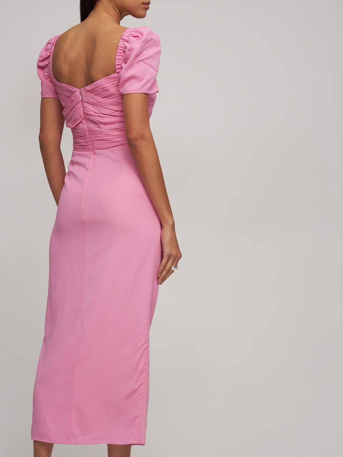 SELF-PORTRAIT IRIS STRETCH VISCOSE MIDI DRESS 