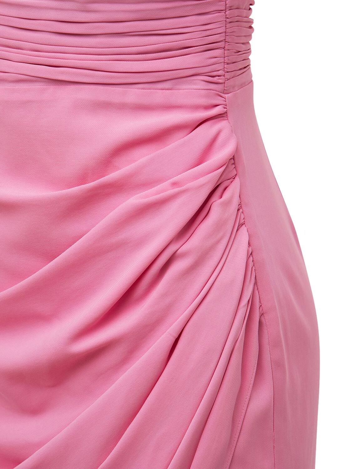 Shop Self-portrait Iris Stretch Viscose Midi Dress In Fuchsia