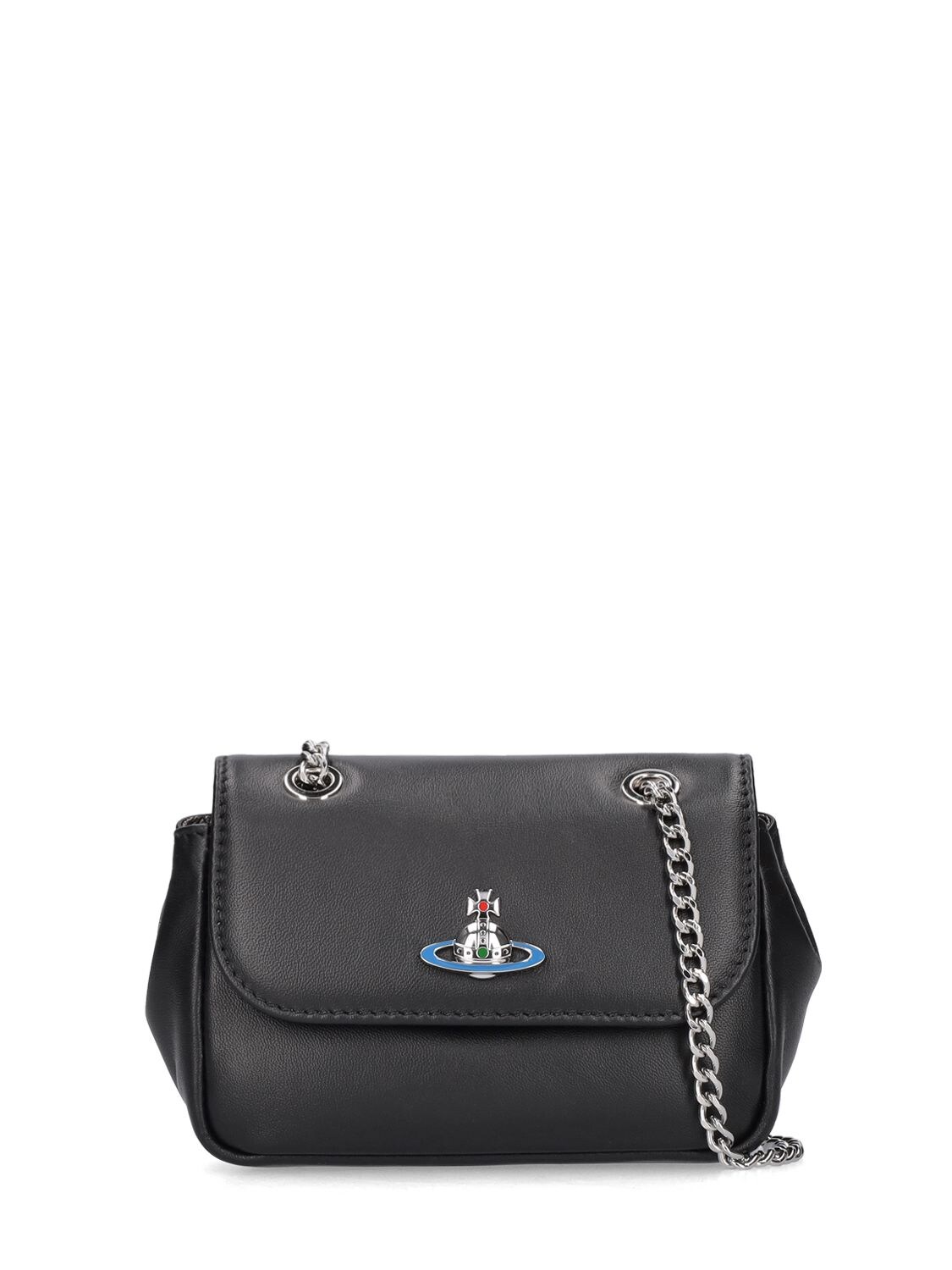 Vivienne Westwood Black Small Curb Chain Shoulder Bag In Black
