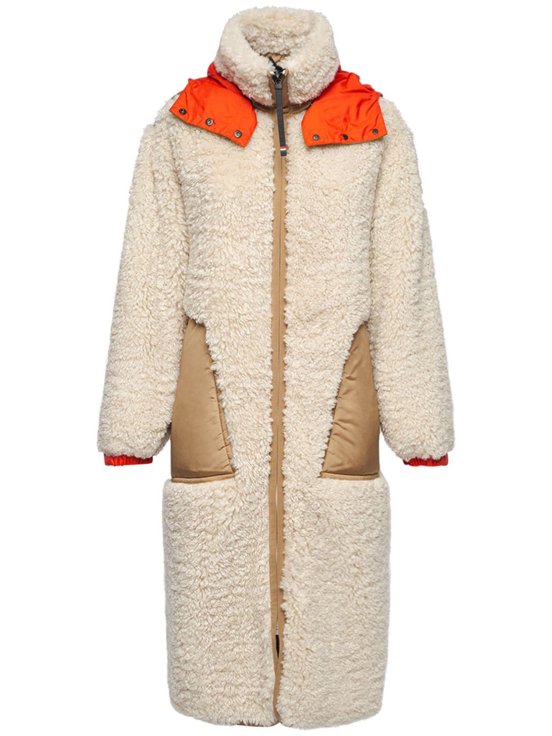 MONCLER ARBOISE FAUX FUR LONG COAT