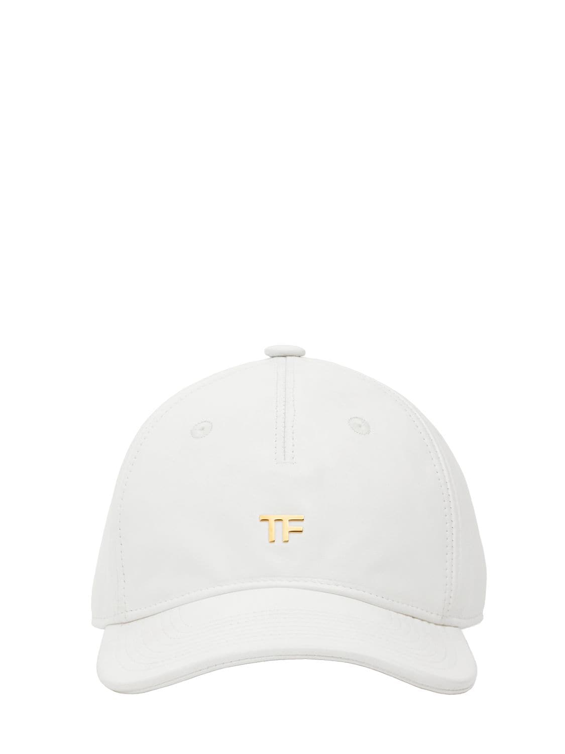 Tom Ford Tf Cotton Canvas & Leather Baseball Cap In White