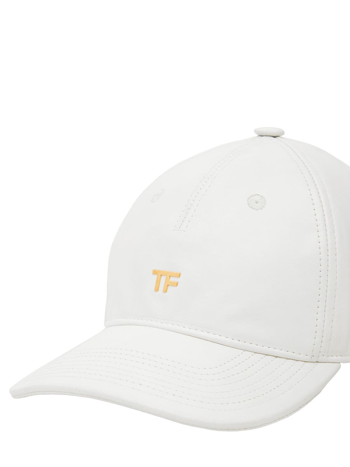 Shop Tom Ford Tf Cotton Canvas & Leather Baseball Cap In White