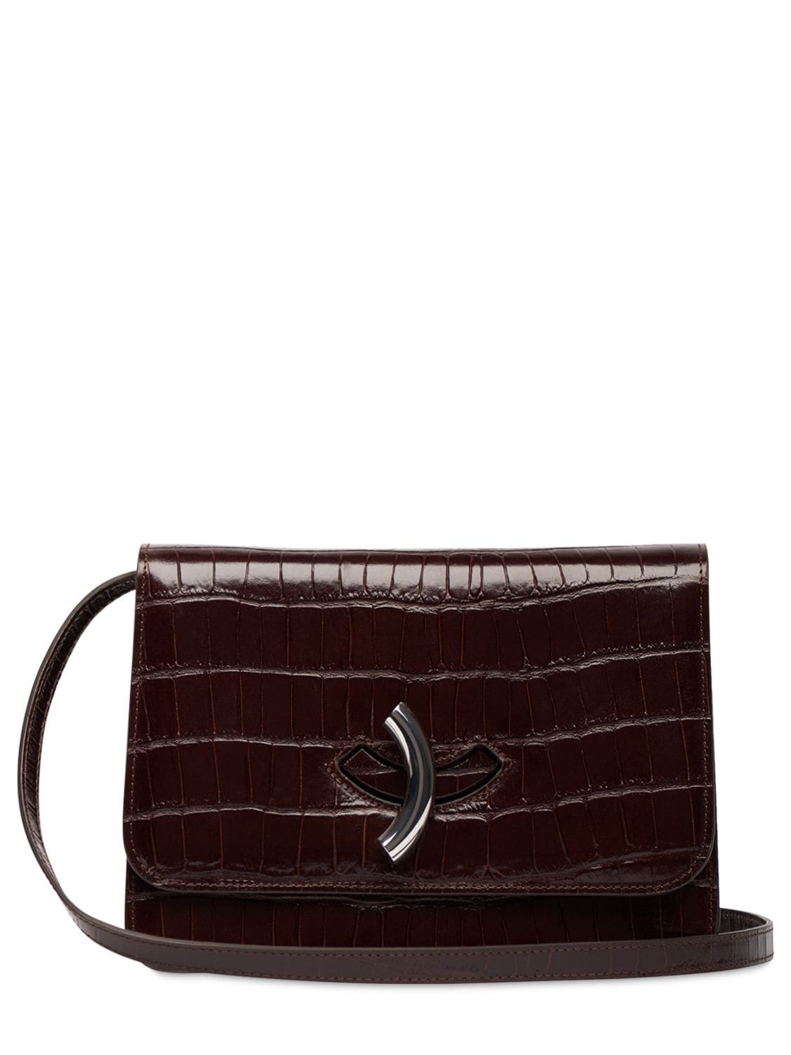 Maccheroni Bag Croc Embossed Dark Brown - Little Liffner