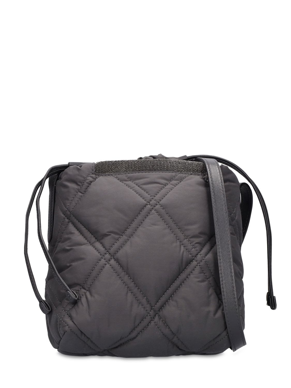 Taffeta & Leather Bucket Bag