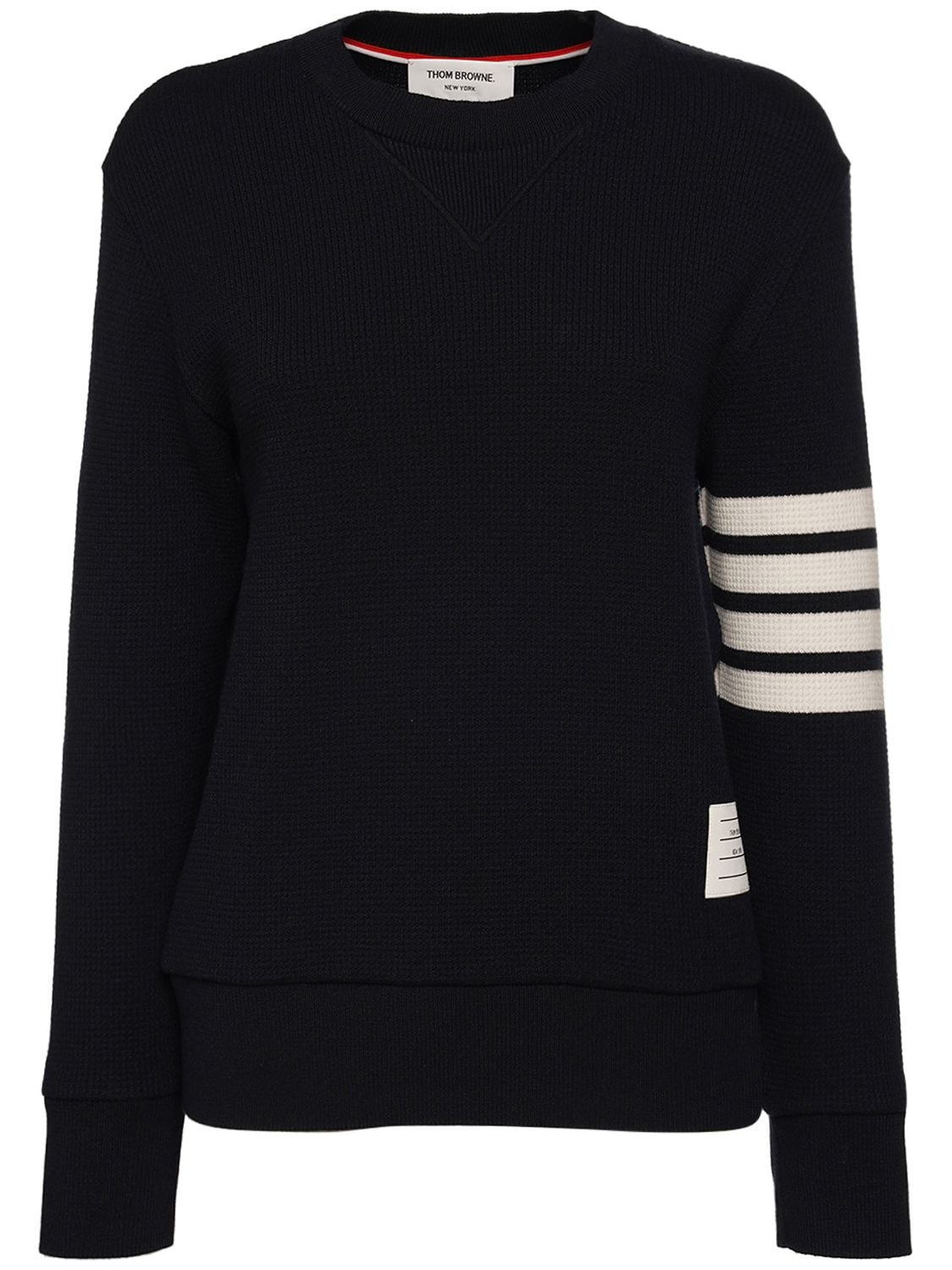 Thom Browne Cashmere & Wool Knit Textured Sweater In Navy | ModeSens