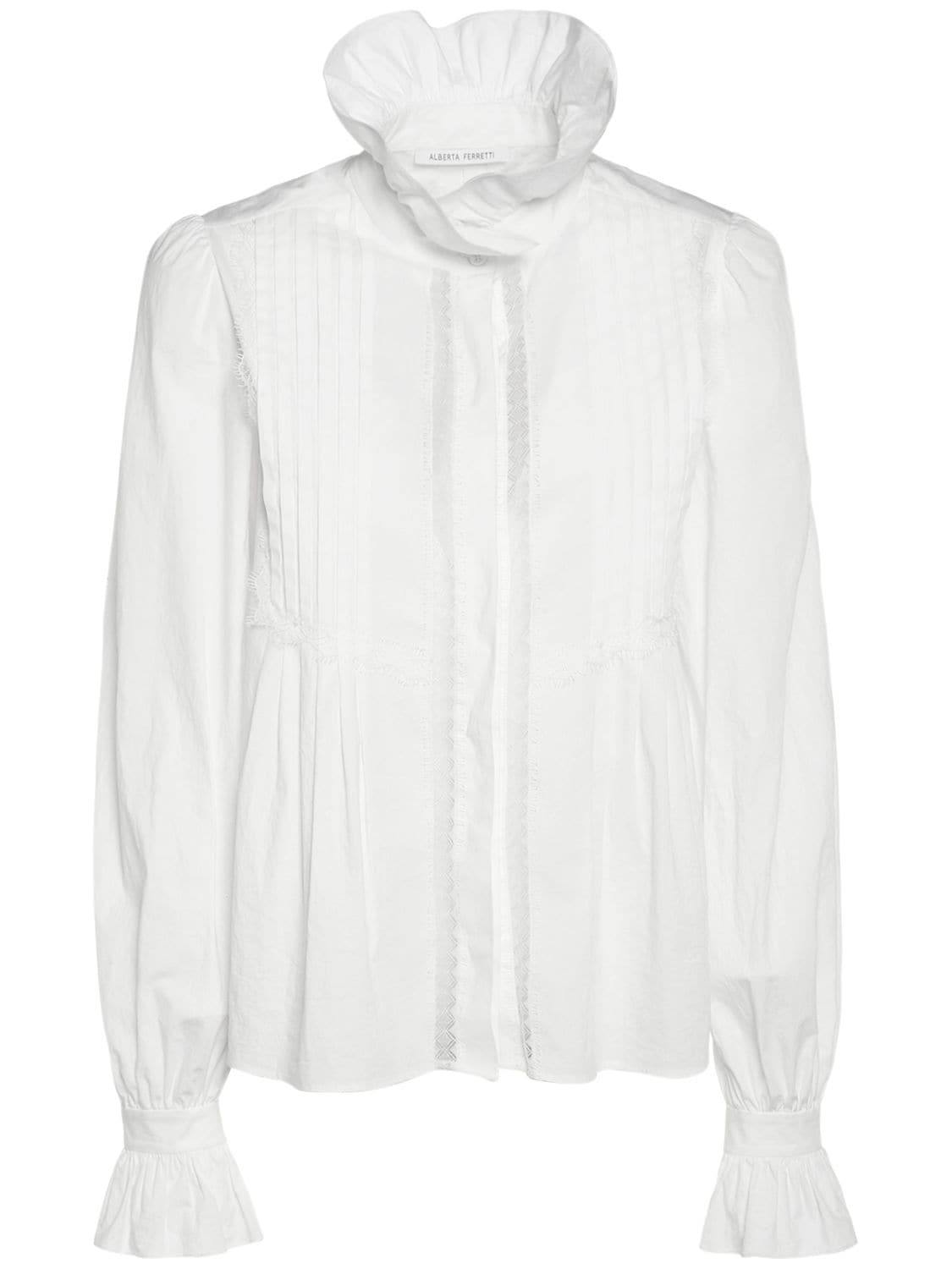 Frilled Stretch Cotton Poplin Shirt